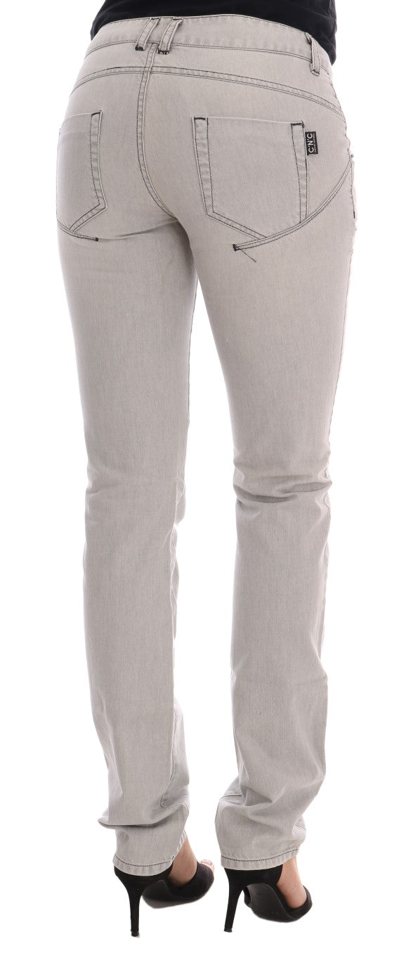Costume National Graue Baumwollschlankjeans mit Waschung
