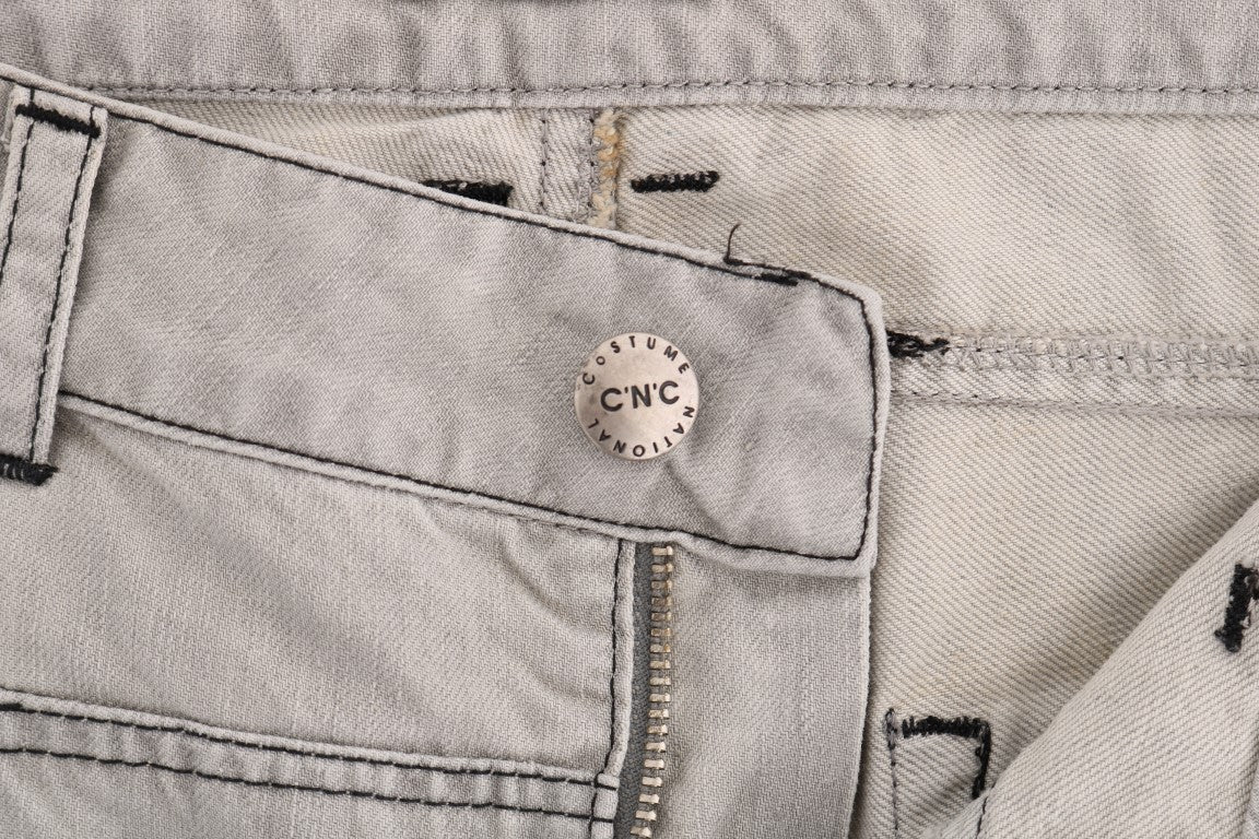 Costume National Graue Baumwollschlankjeans mit Waschung