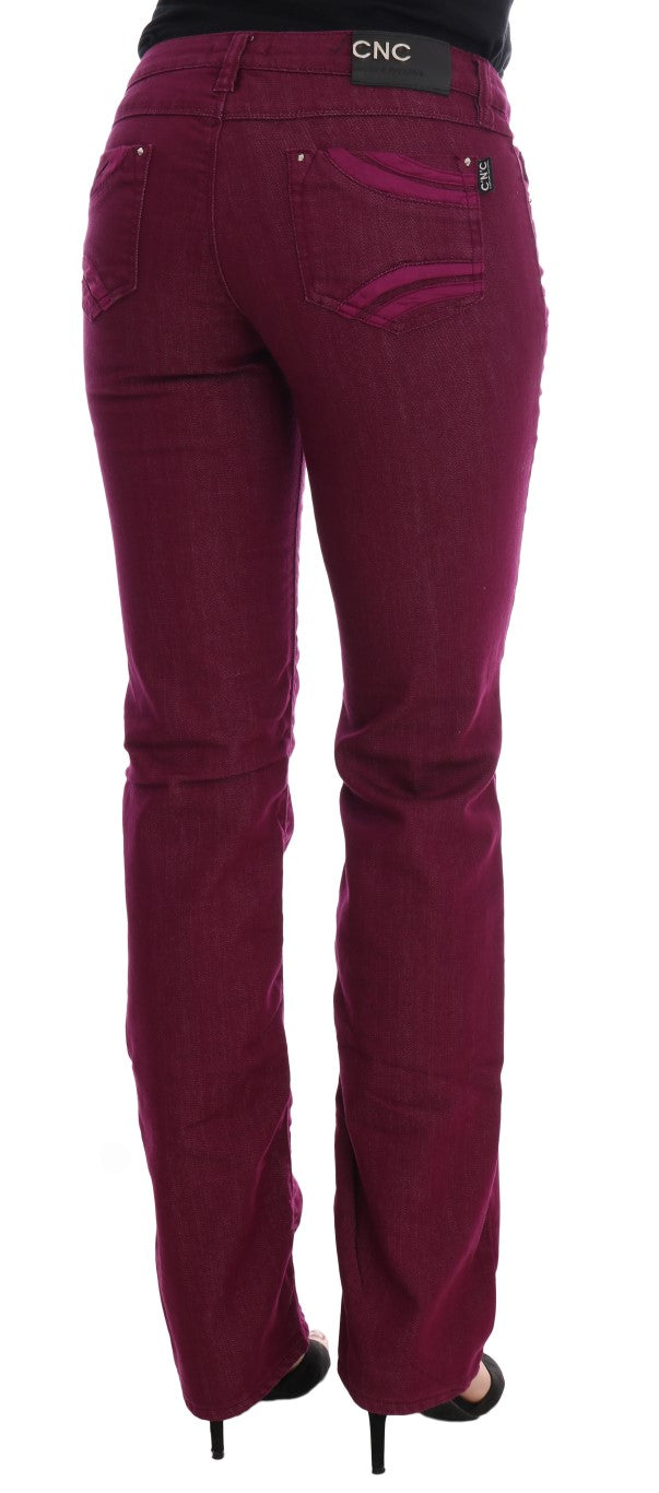 Costume National Red Washed Cotton Stretch Denim Jeans