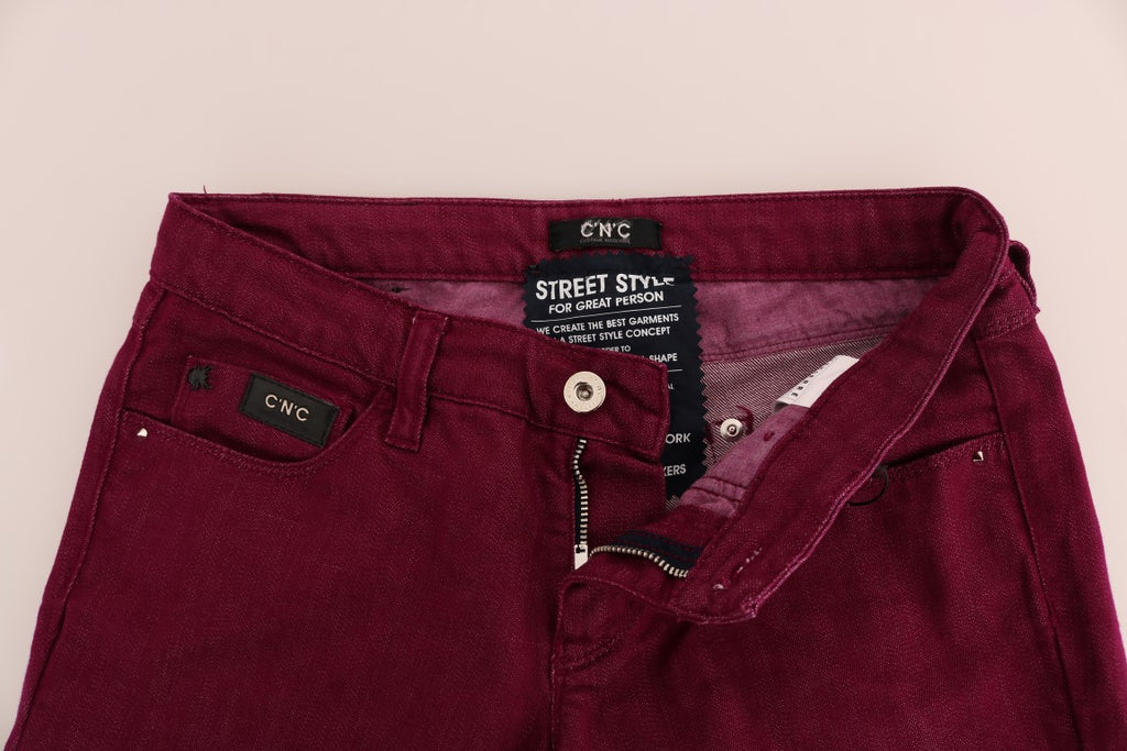 Costume National Red Washed Cotton Stretch Denim Jeans