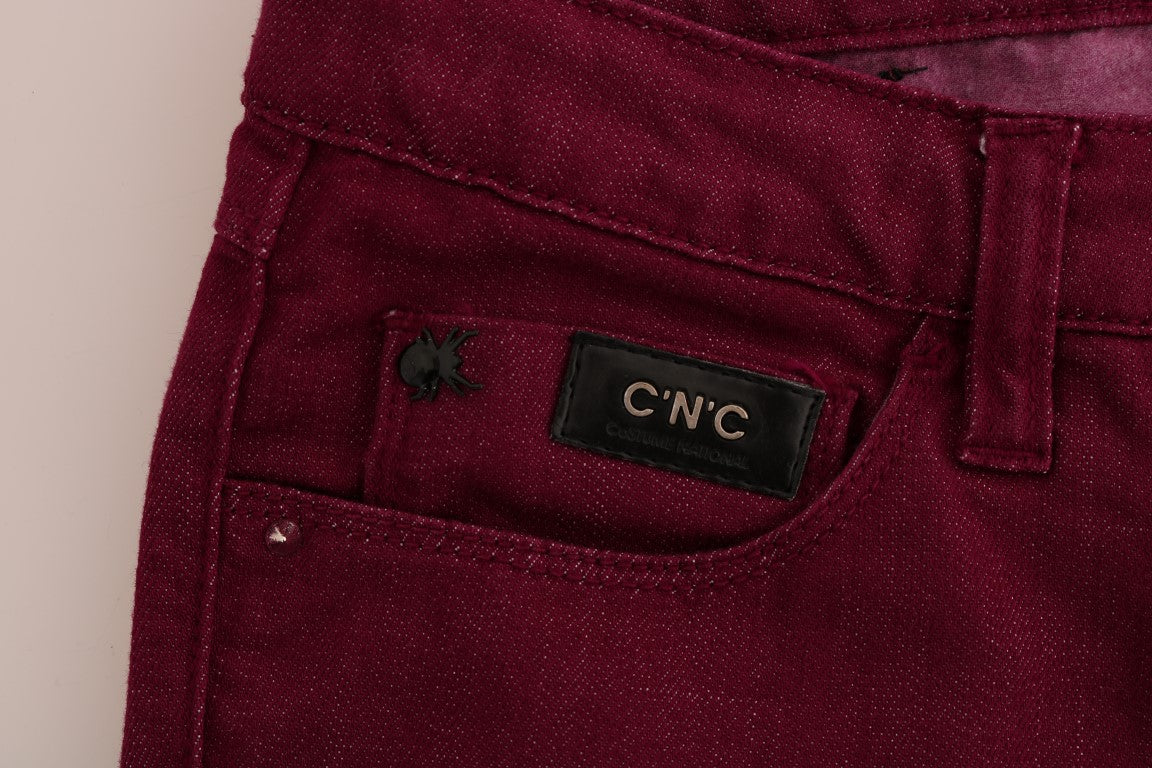 Costume National Red Washed Cotton Stretch Denim Jeans