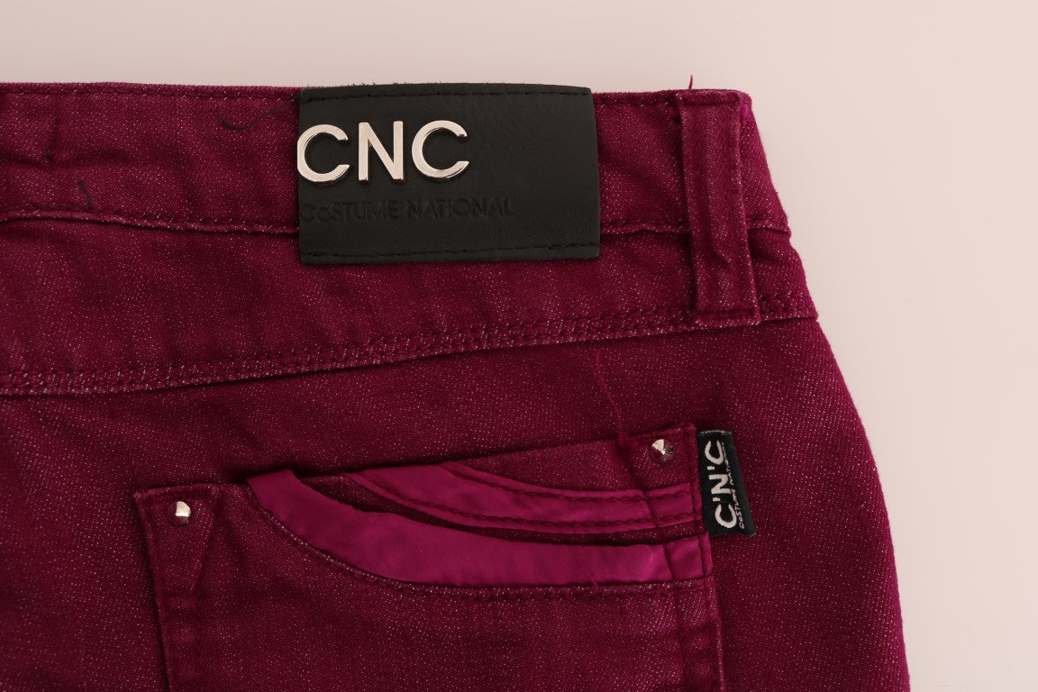 Costume National Red Washed Cotton Stretch Denim Jeans