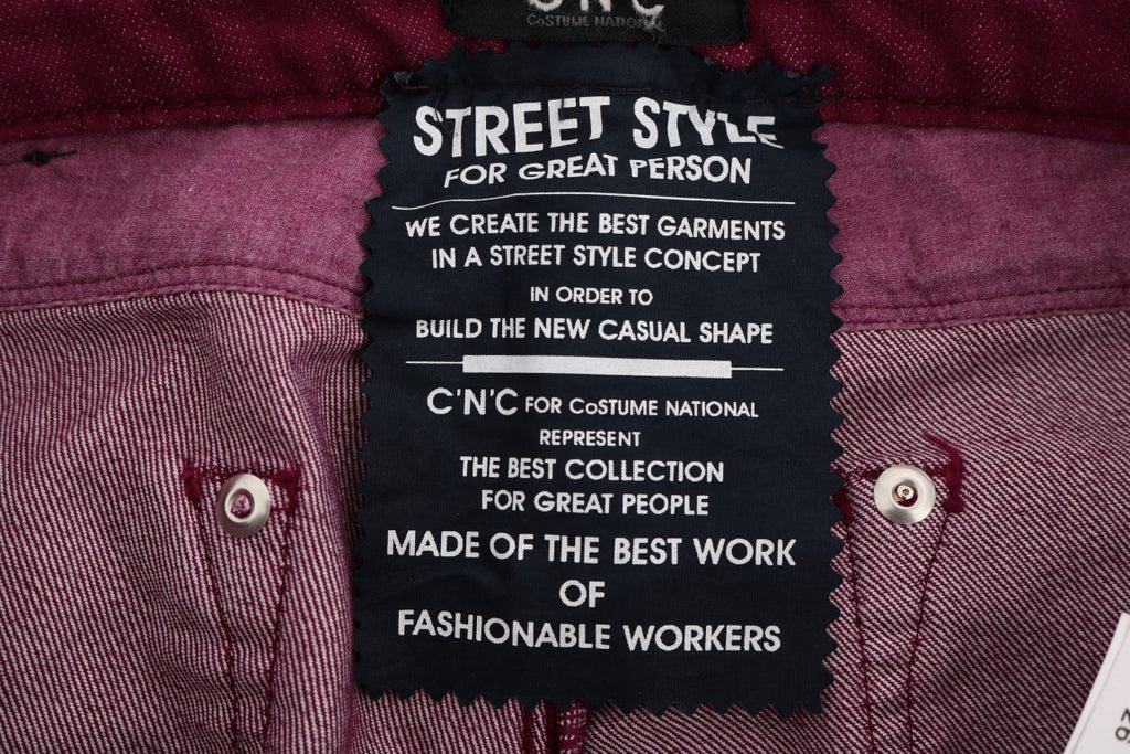 Costume National Red Washed Cotton Stretch Denim Jeans