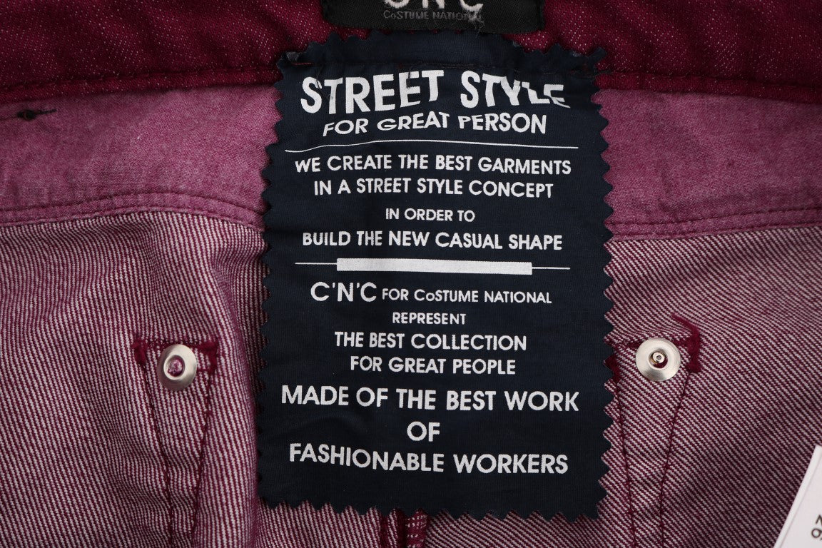 Costume National Red Washed Cotton Stretch Denim Jeans