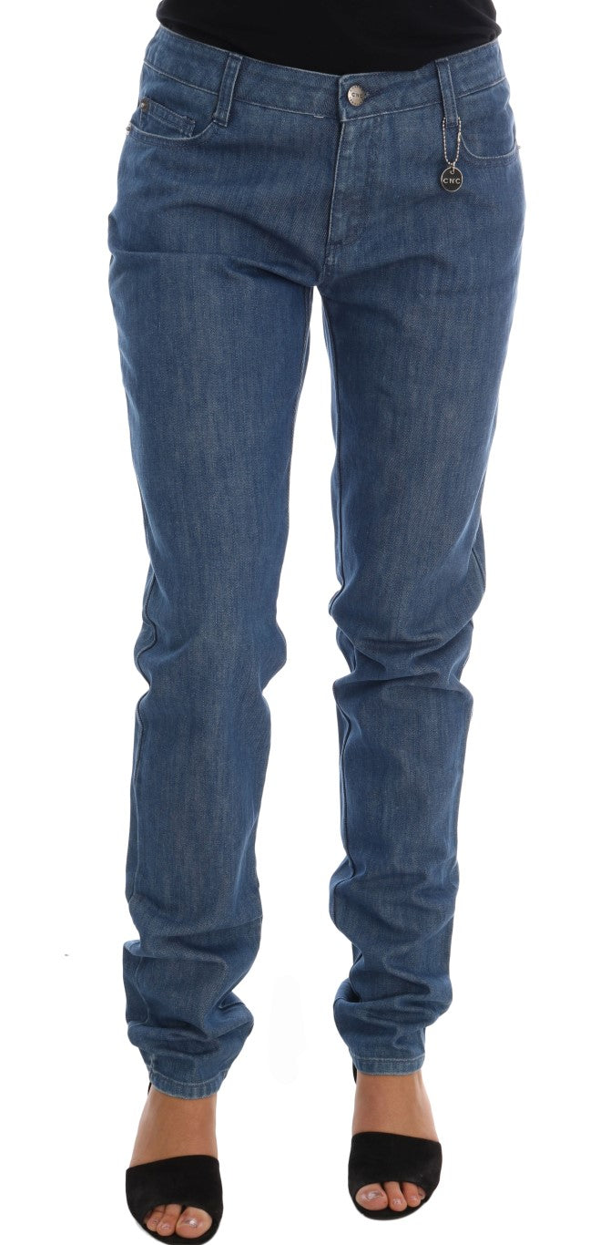 Costume National Boyfriend Fit Jeans in Blue Washed Cotton
