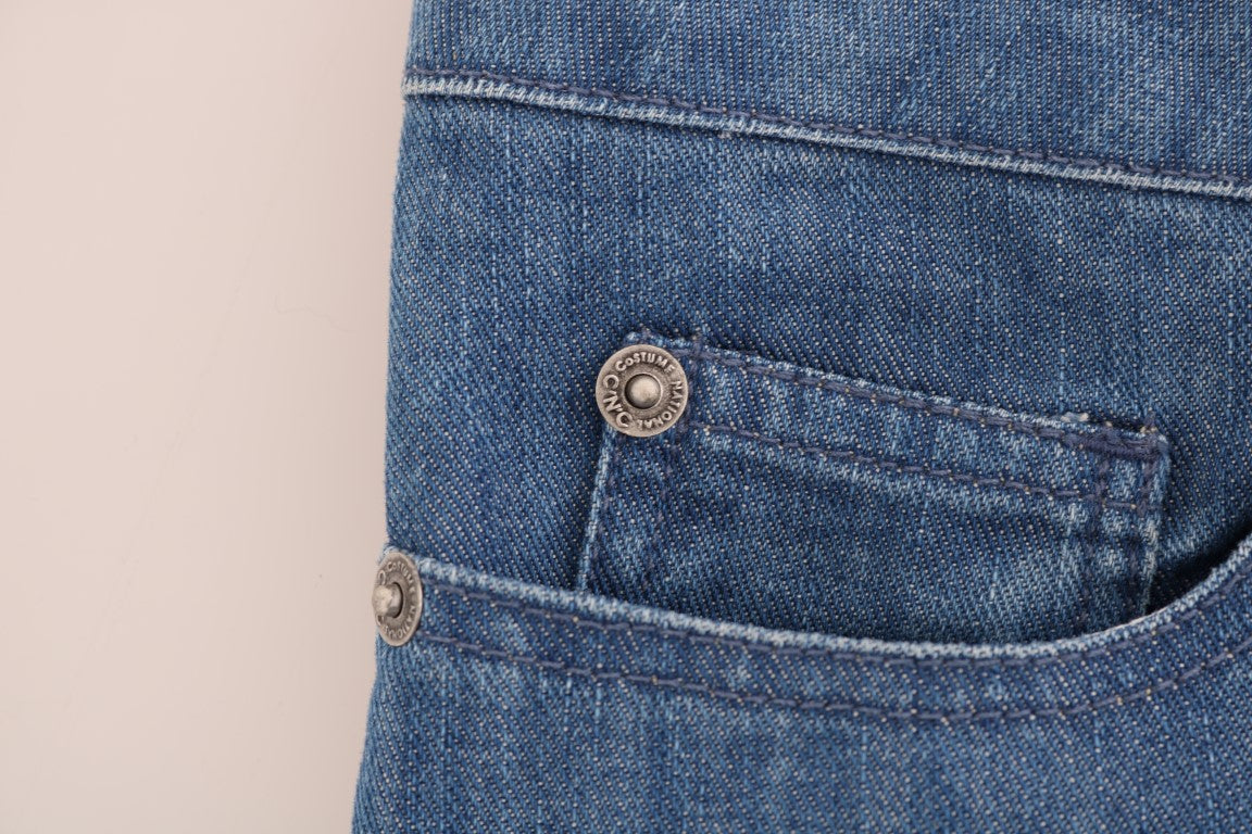Costume National Boyfriend Fit Jeans in Blue Washed Cotton