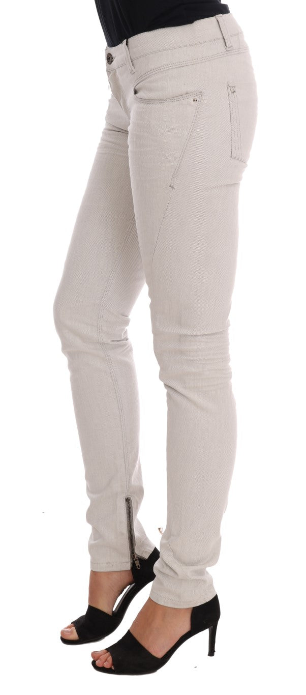 Costume National Weiße schmale Stretch-Jeans aus Baumwolle