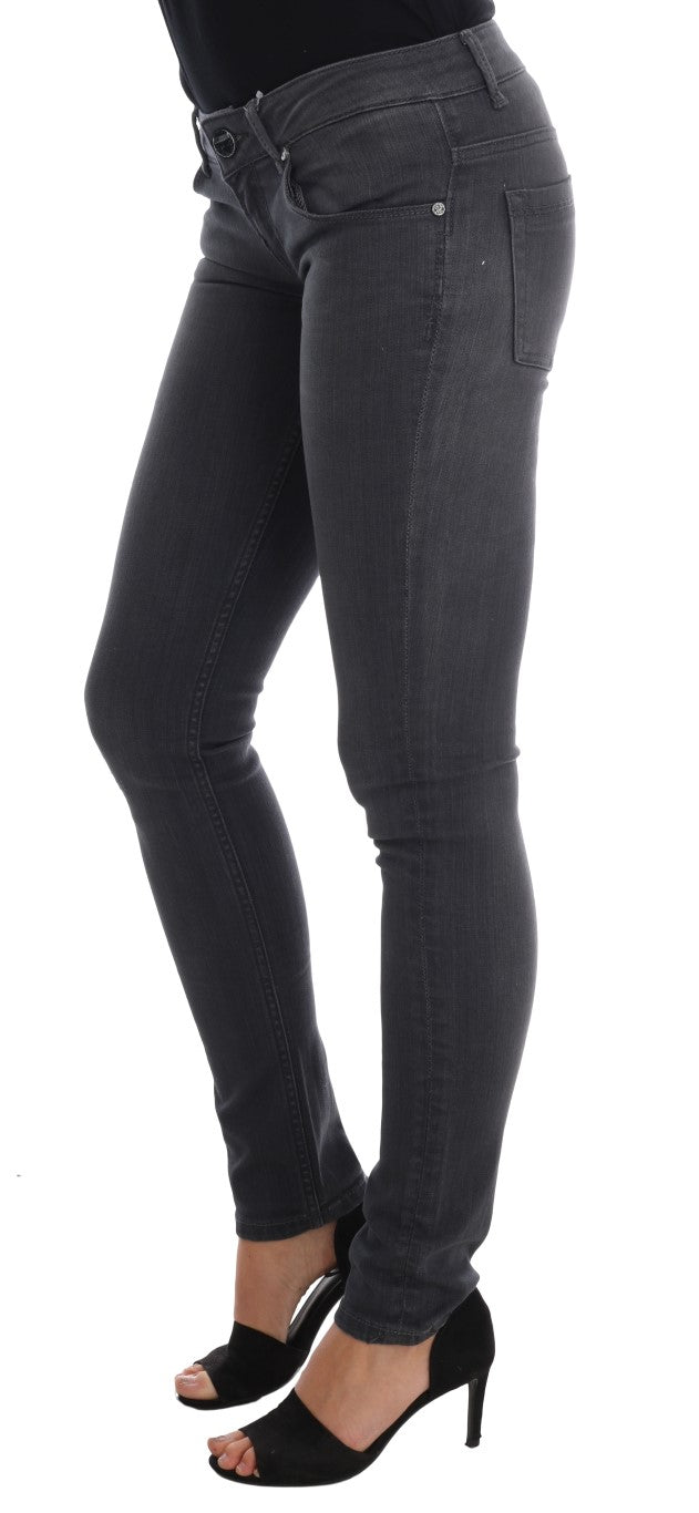 Acht Graue Slim Fit Denim-Jeans aus Baumwolle
