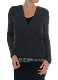 Ermanno Scervino Gray Wool Lace Top Long-Sleeve T-Shirt