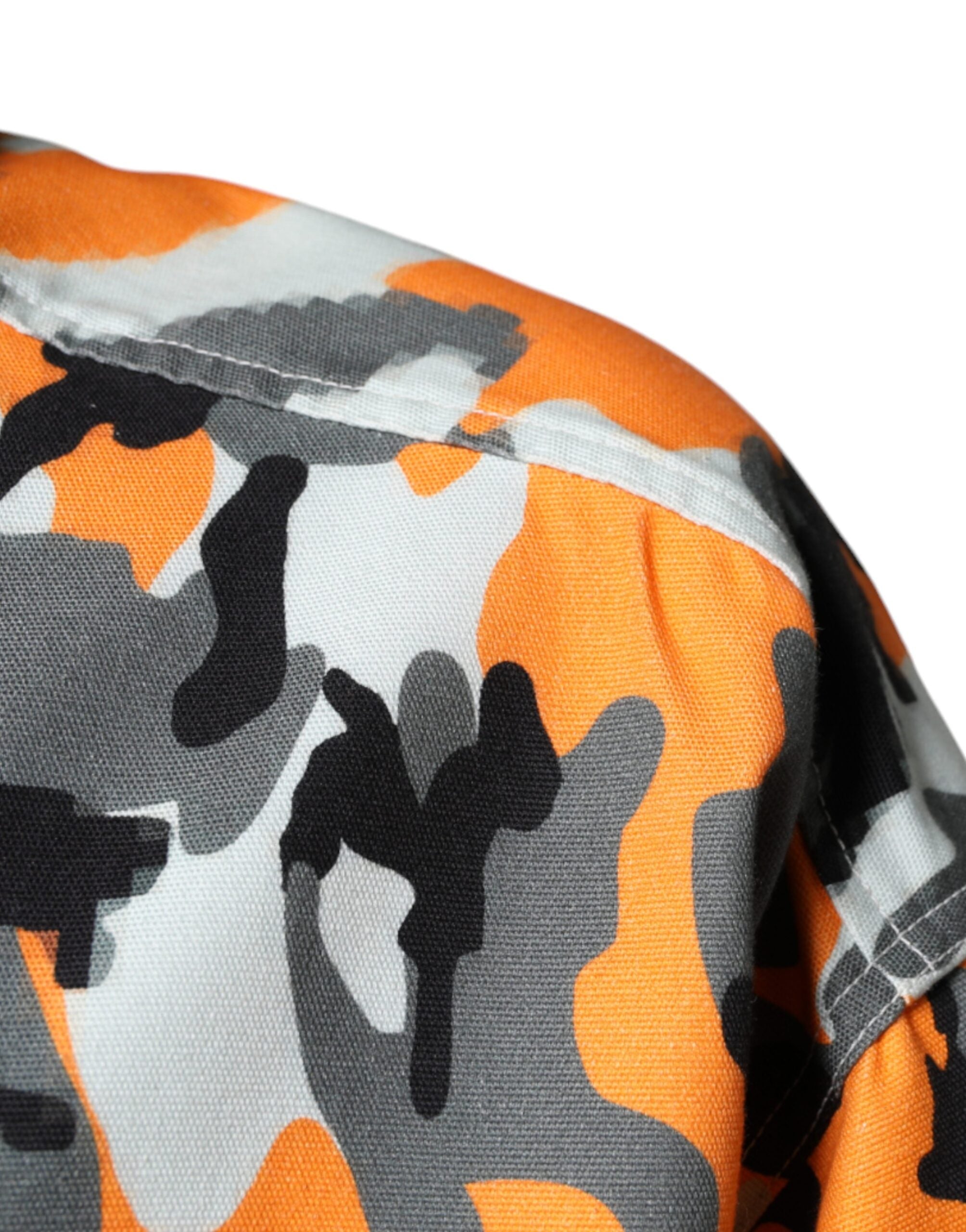 Dolce & Gabbana Multicolor Cotton Denim Camouflage Jacket with Collar