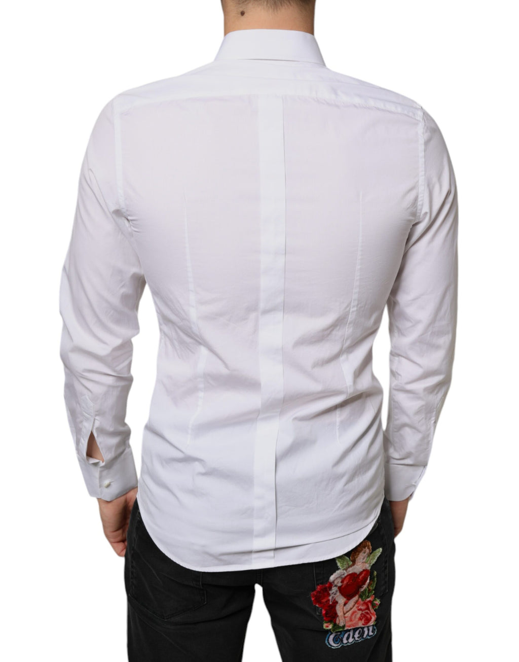 Dolce & Gabbana White Cotton Poplin Bib Shirt for Formal Occasions