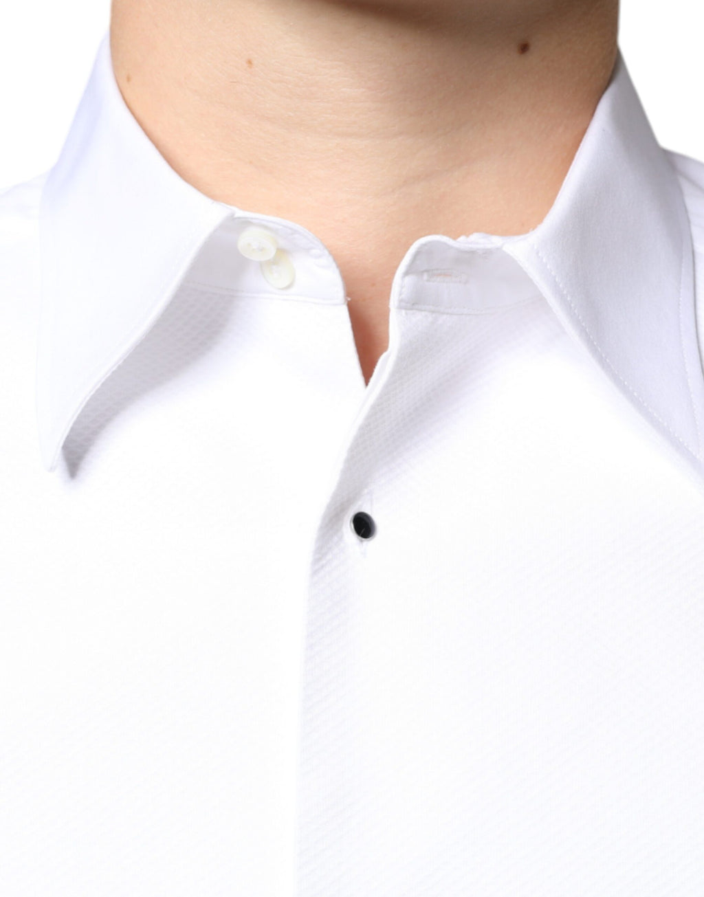 Dolce & Gabbana White Cotton Poplin Bib Shirt for Formal Occasions