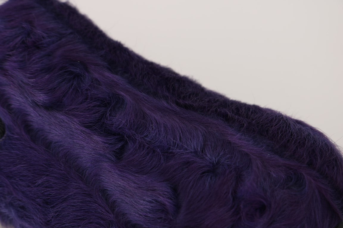 Dolce & Gabbana Purple Shearling Leather Loafers