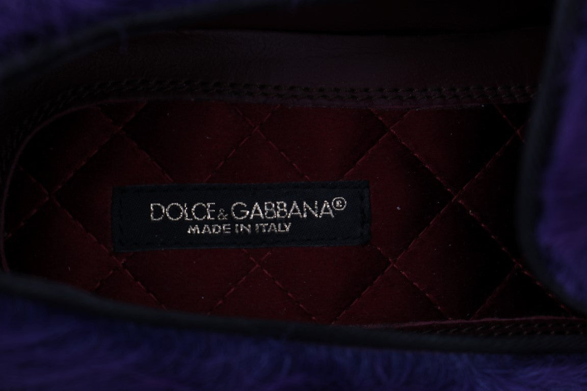 Dolce & Gabbana Purple Shearling Leather Loafers