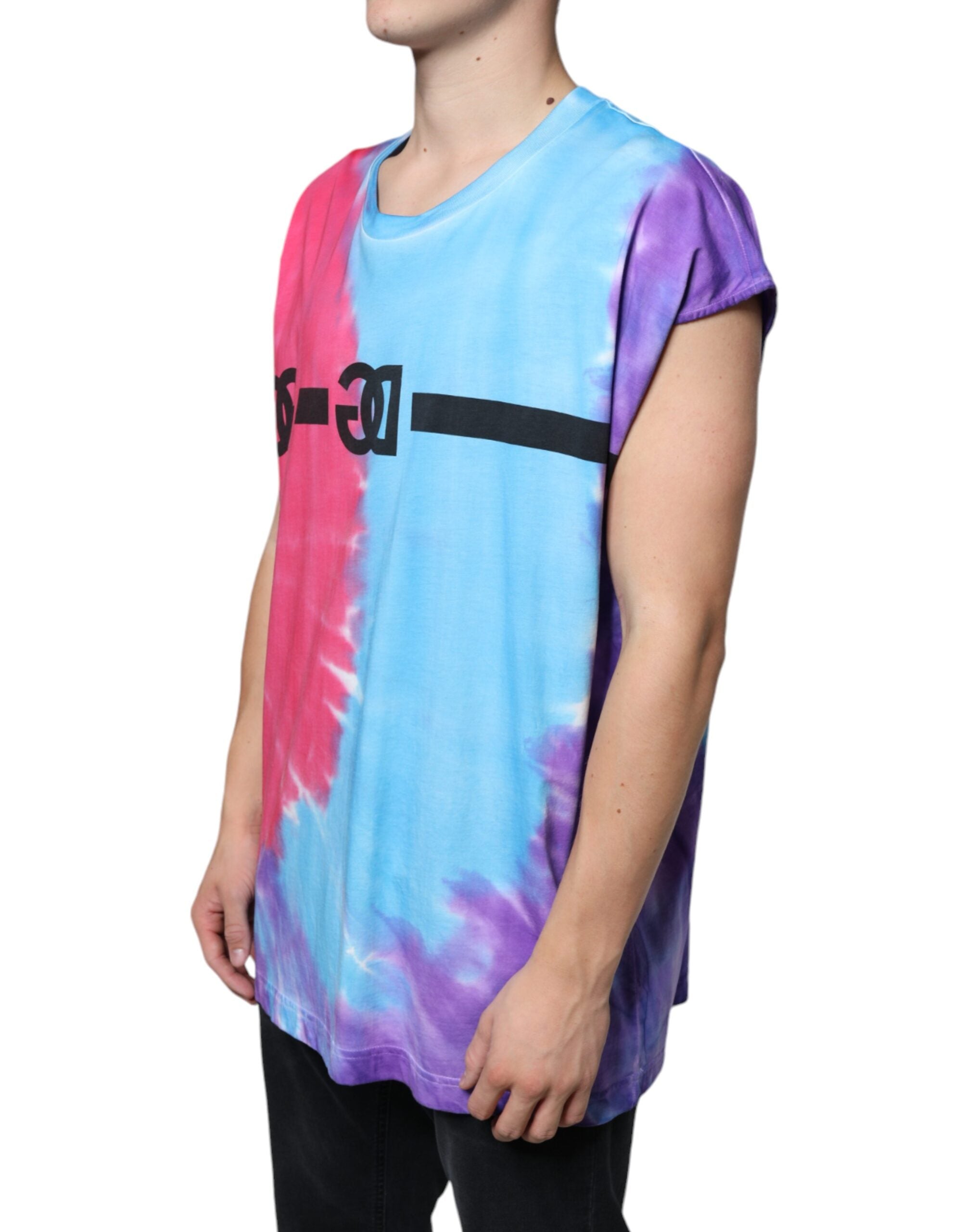 Dolce & Gabbana Multicolor Tie Dye Cotton Sleeveless T-Shirt