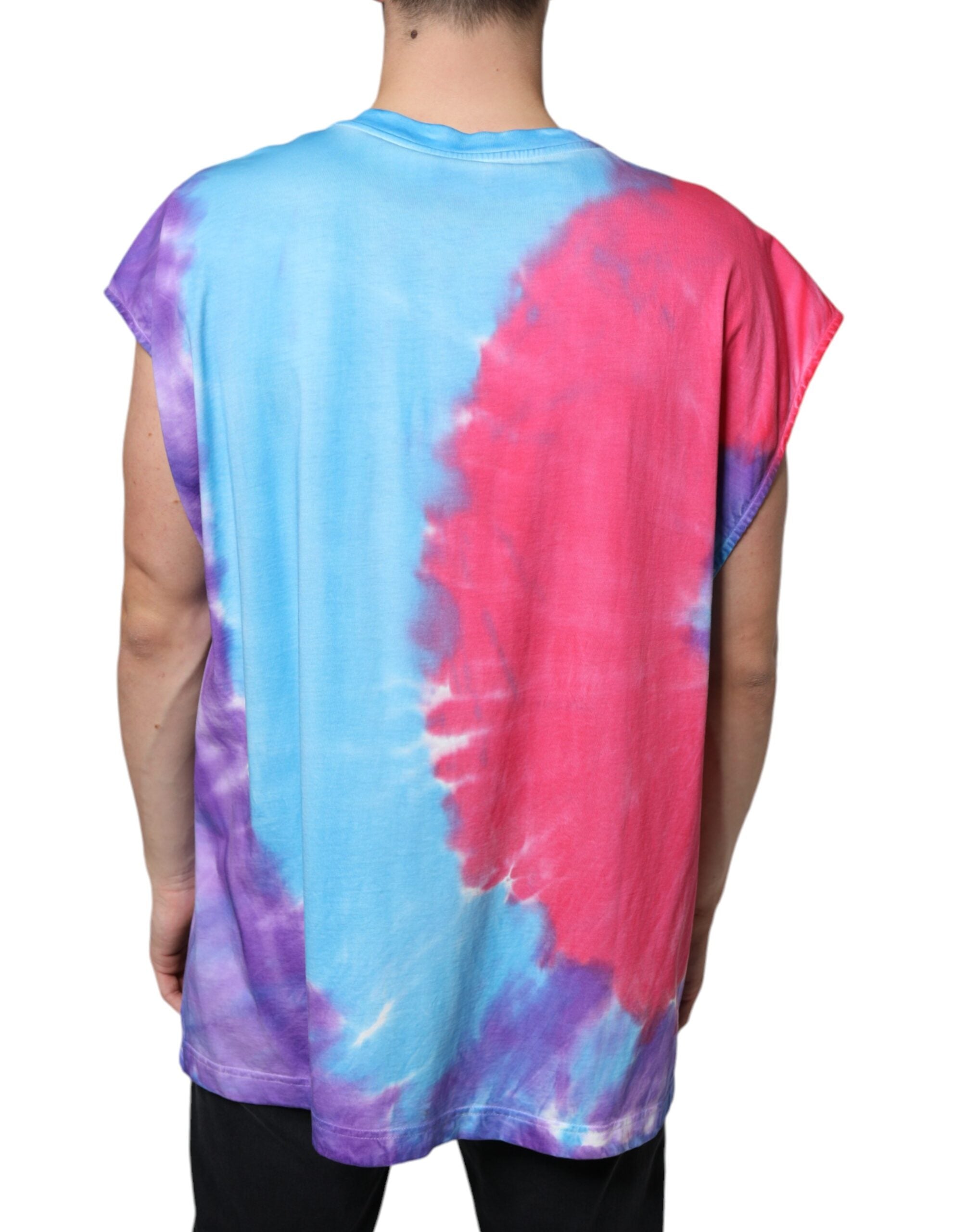 Dolce & Gabbana Multicolor Tie Dye Cotton Sleeveless T-Shirt