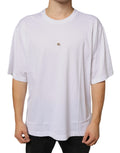 Dolce & Gabbana White Metal DG Logo Cotton Short-Sleeve T-Shirt