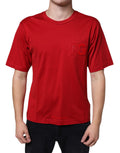 Dolce & Gabbana Red Crew Neck T-Shirt with DG Logo Print in Cotton
