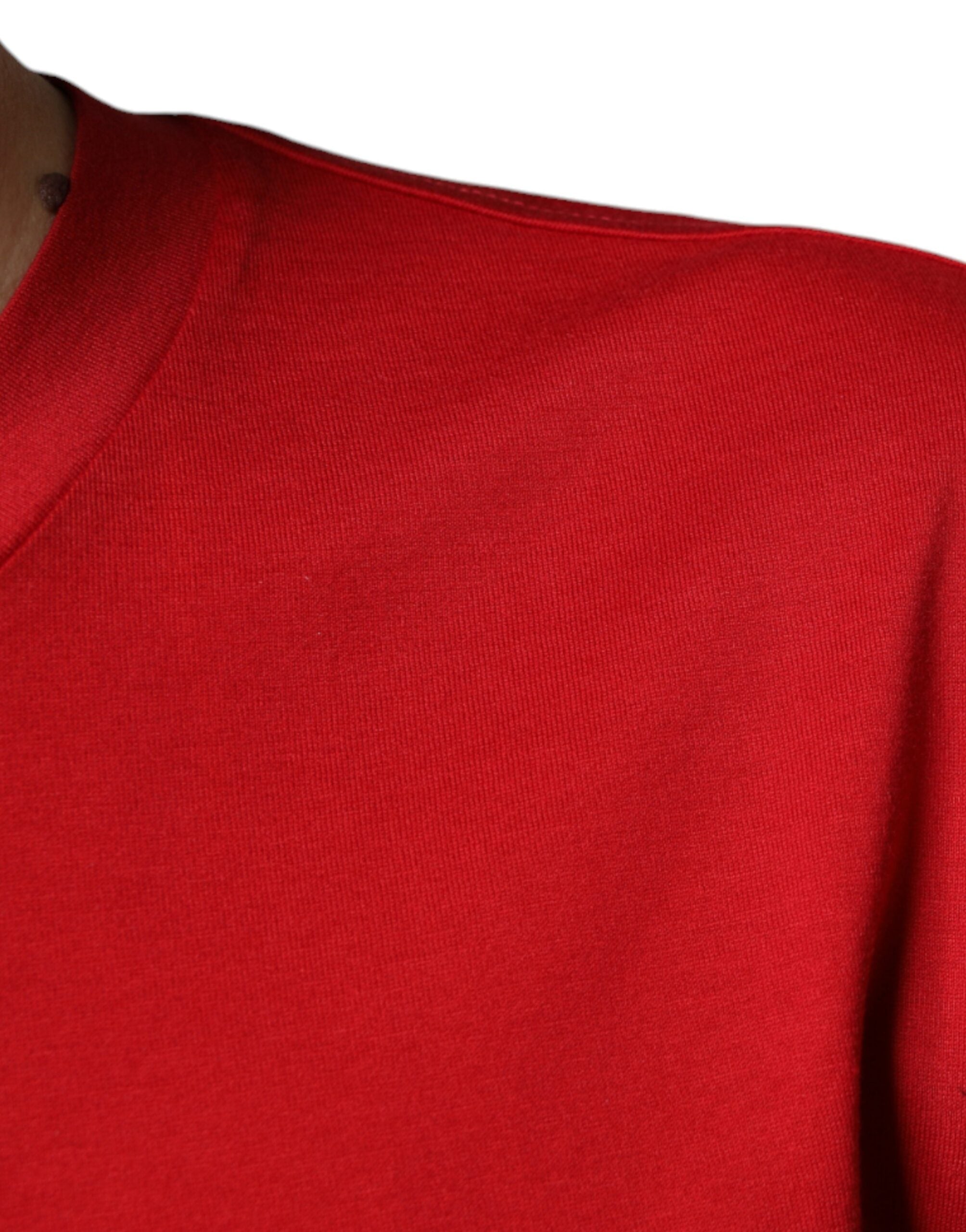 Dolce & Gabbana Red Crew Neck T-Shirt with DG Logo Print in Cotton