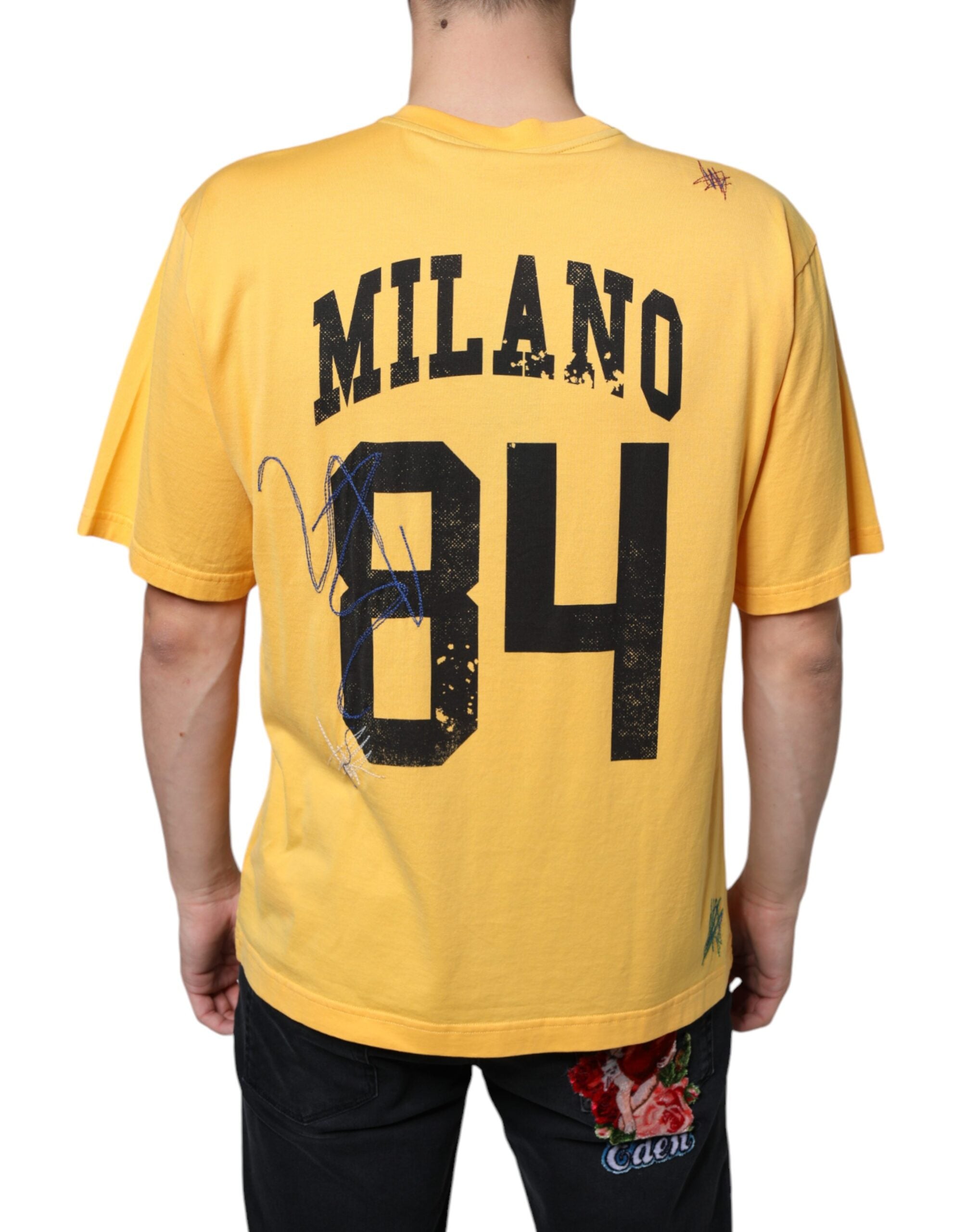 Dolce & Gabbana Yellow Secret Garden Floral Cotton Crew Neck T-Shirt