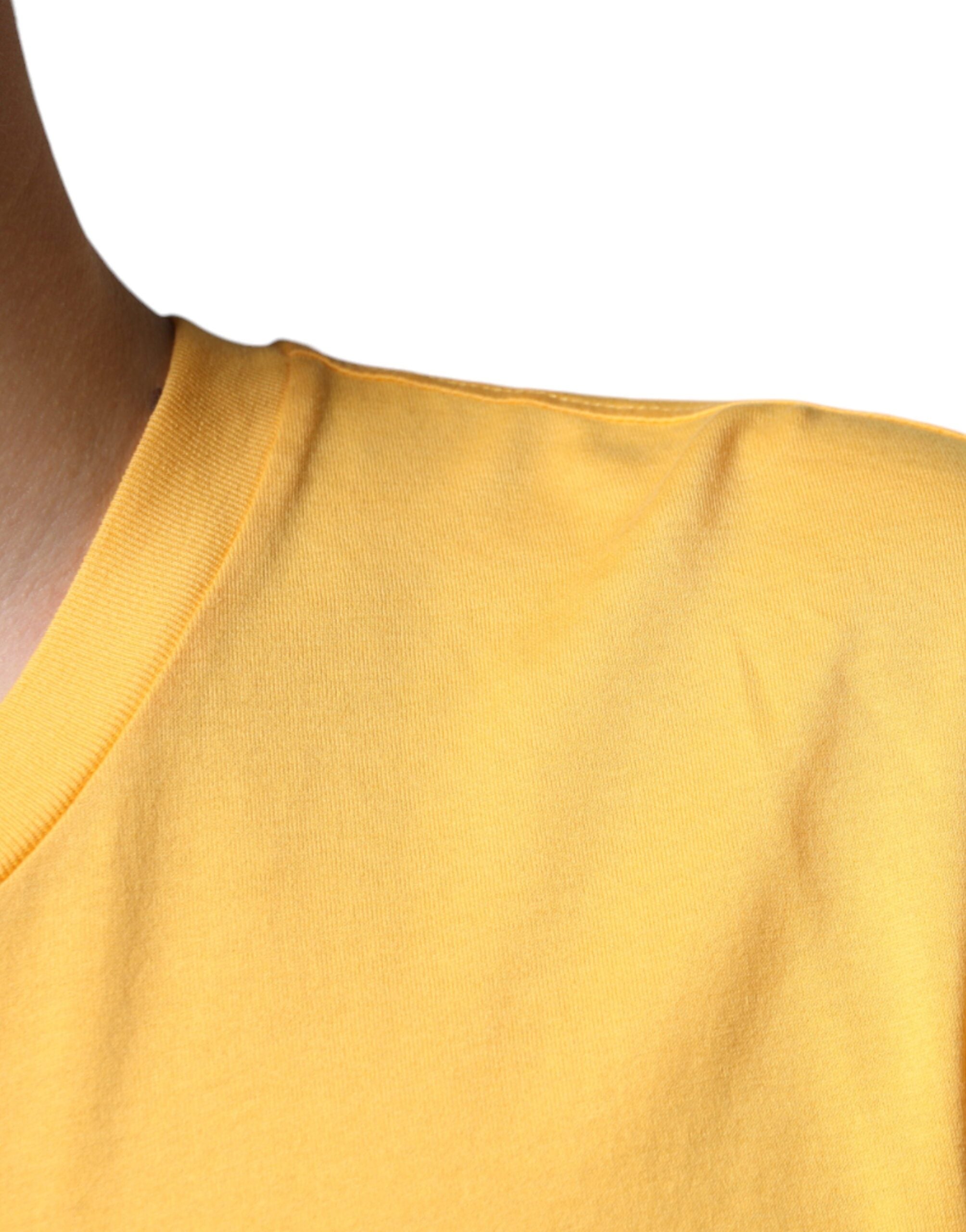 Dolce & Gabbana Yellow Secret Garden Floral Cotton Crew Neck T-Shirt