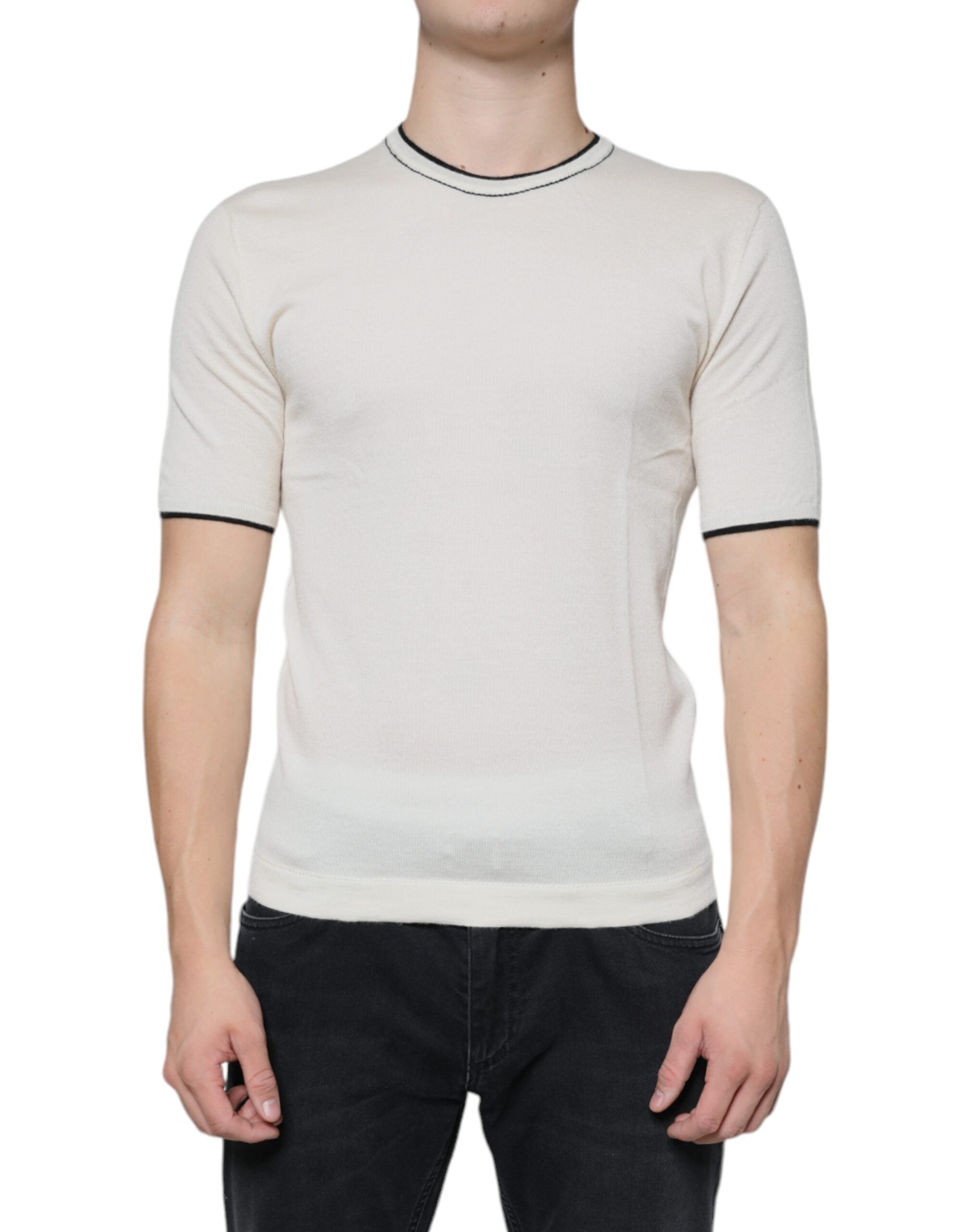 Dolce & Gabbana White Cashmere Short-Sleeve T-Shirt