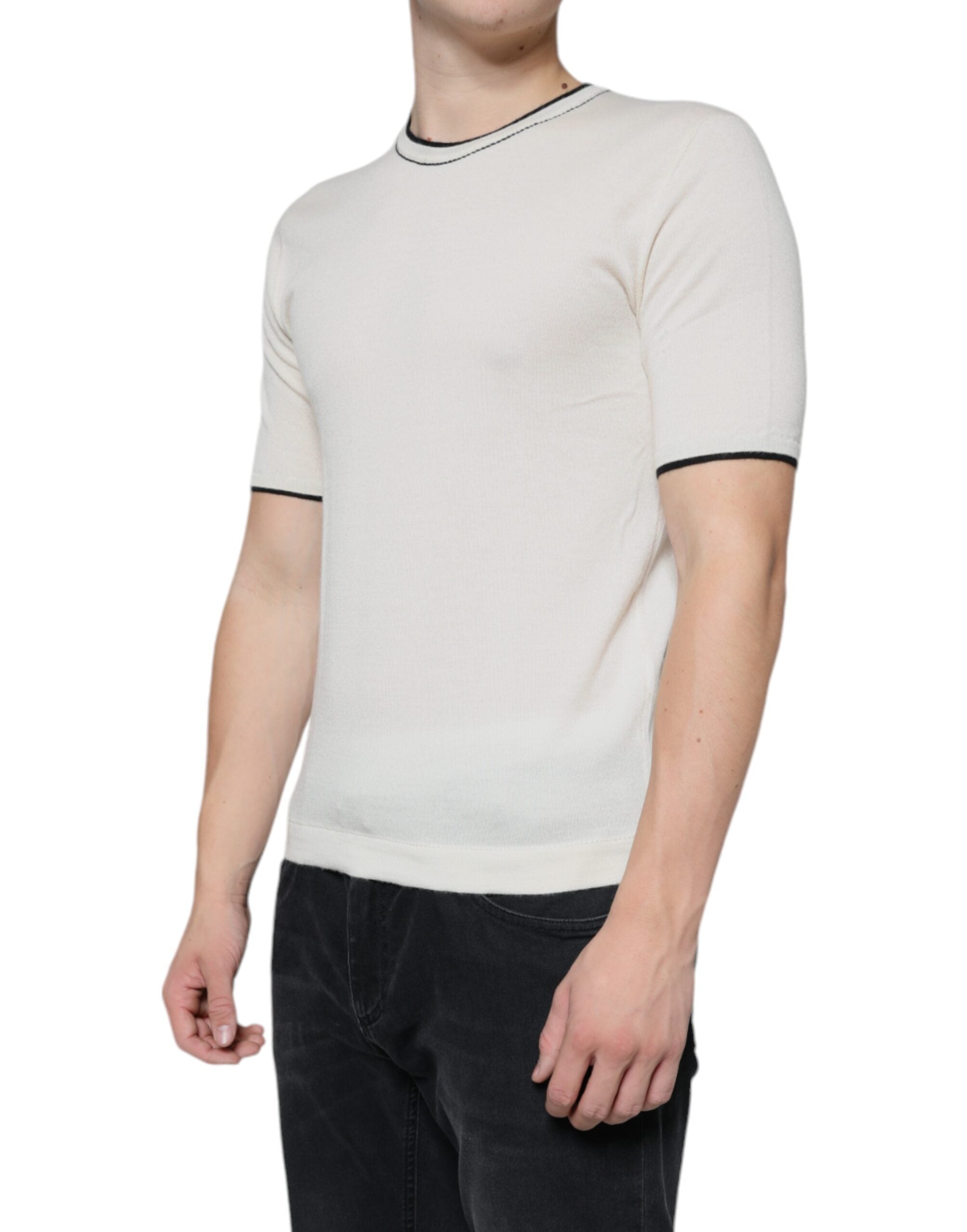 Dolce & Gabbana White Cashmere Short-Sleeve T-Shirt