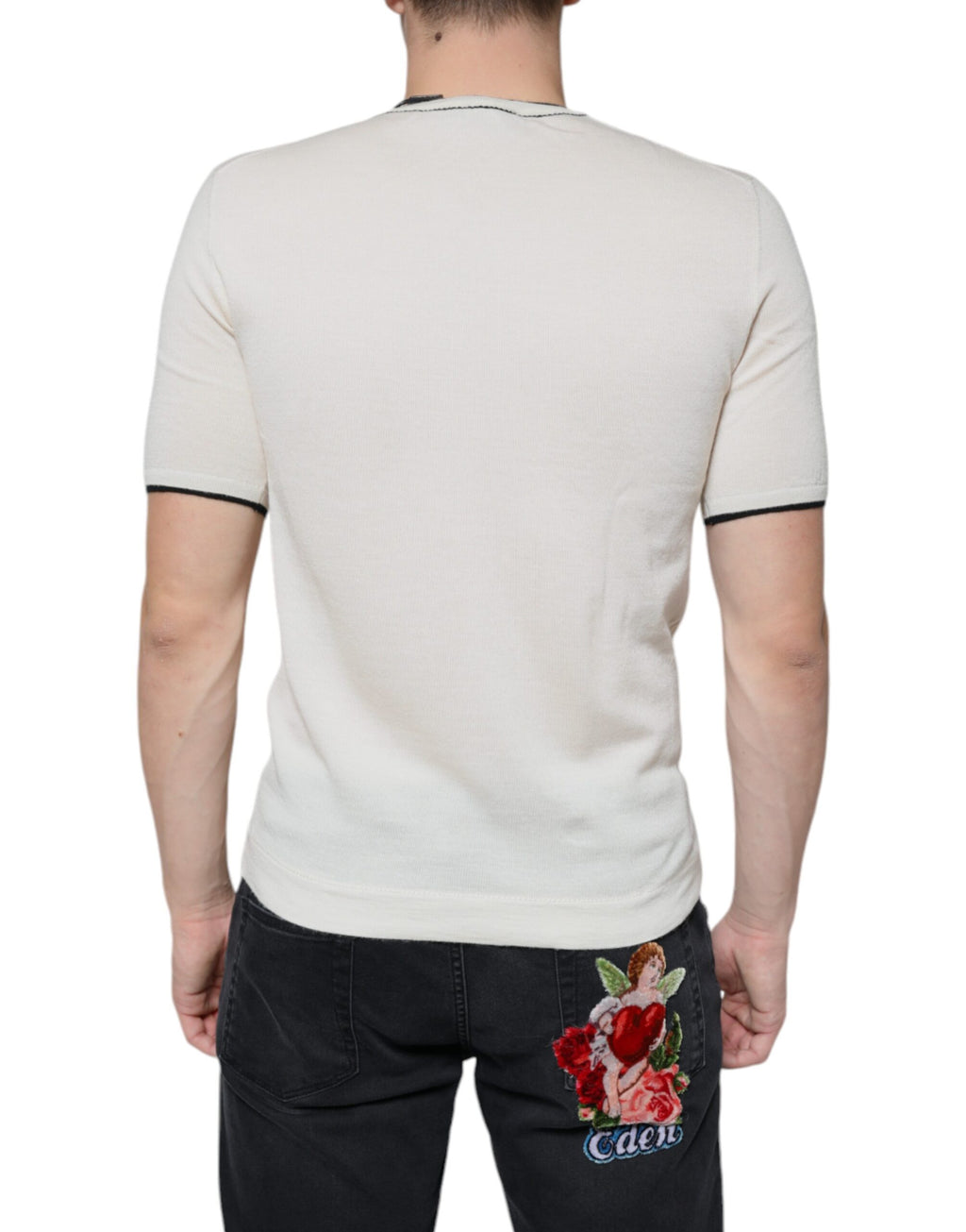 Dolce & Gabbana White Cashmere Short-Sleeve T-Shirt