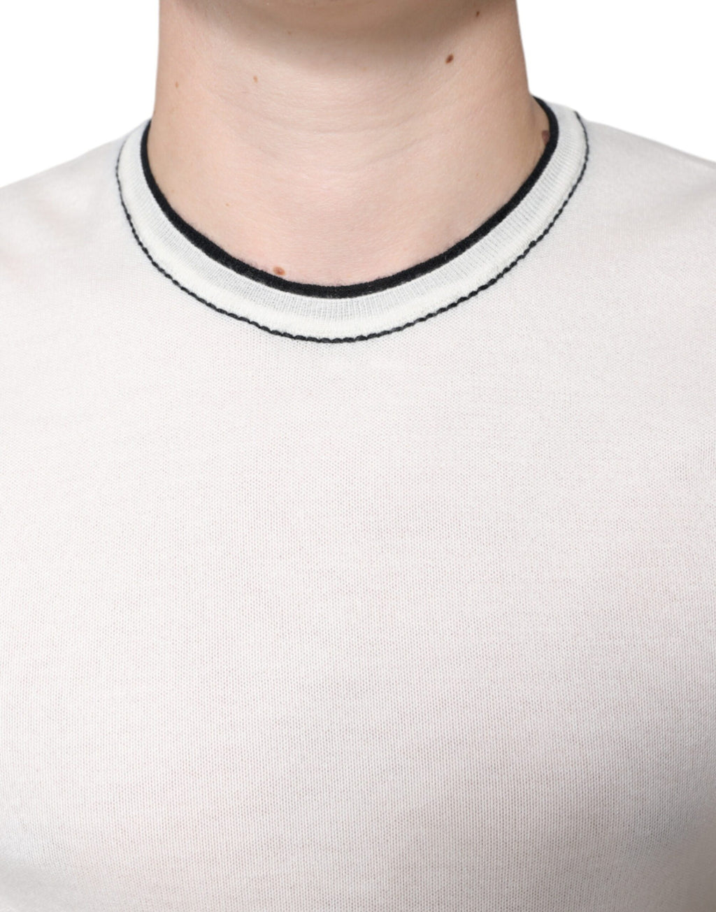 Dolce & Gabbana White Cashmere Short-Sleeve T-Shirt