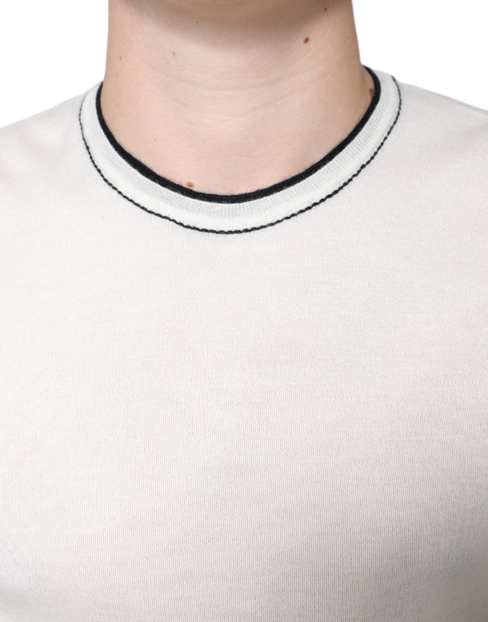 Dolce & Gabbana White Cashmere Short-Sleeve T-Shirt