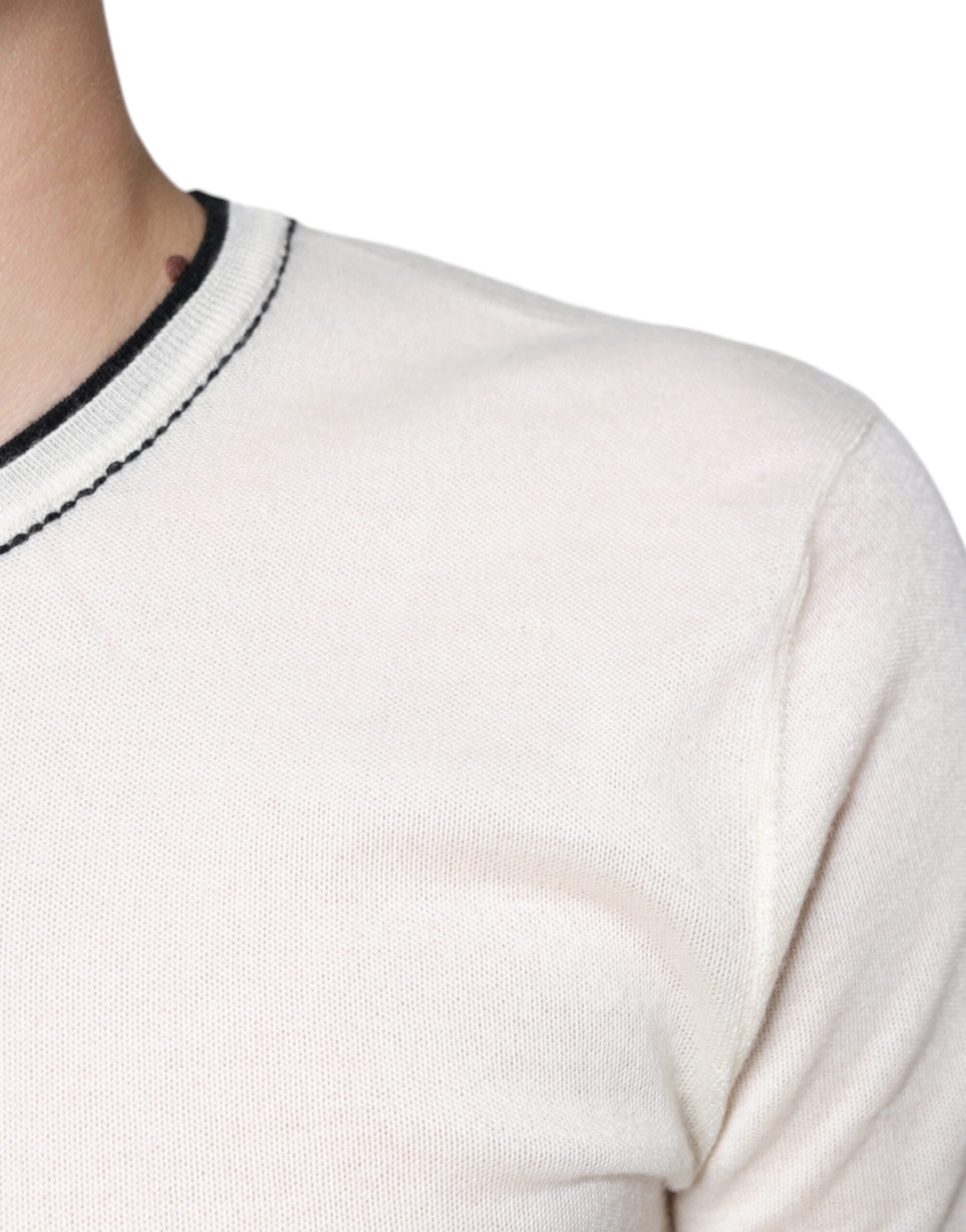 Dolce & Gabbana White Cashmere Short-Sleeve T-Shirt