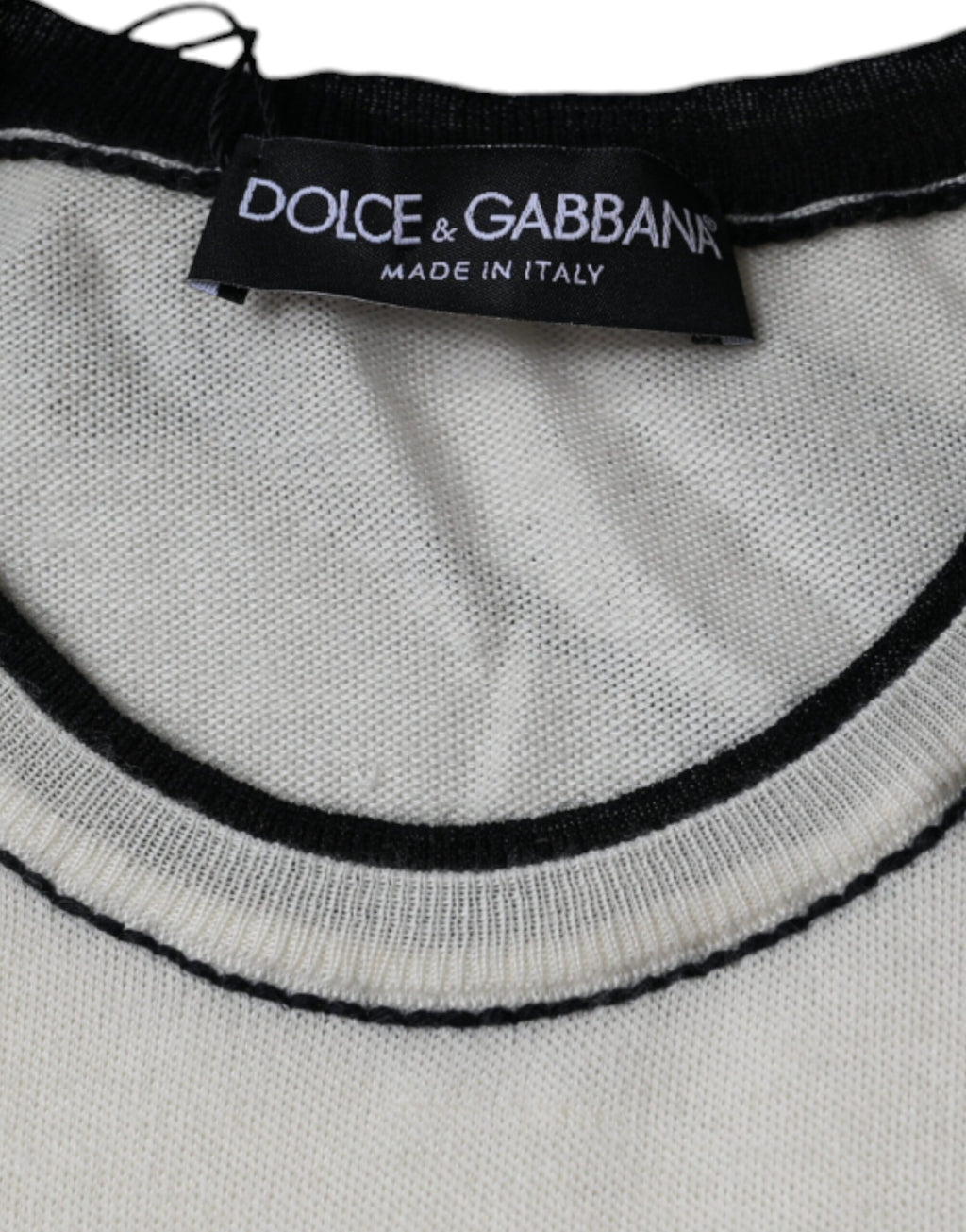 Dolce & Gabbana White Cashmere Short-Sleeve T-Shirt