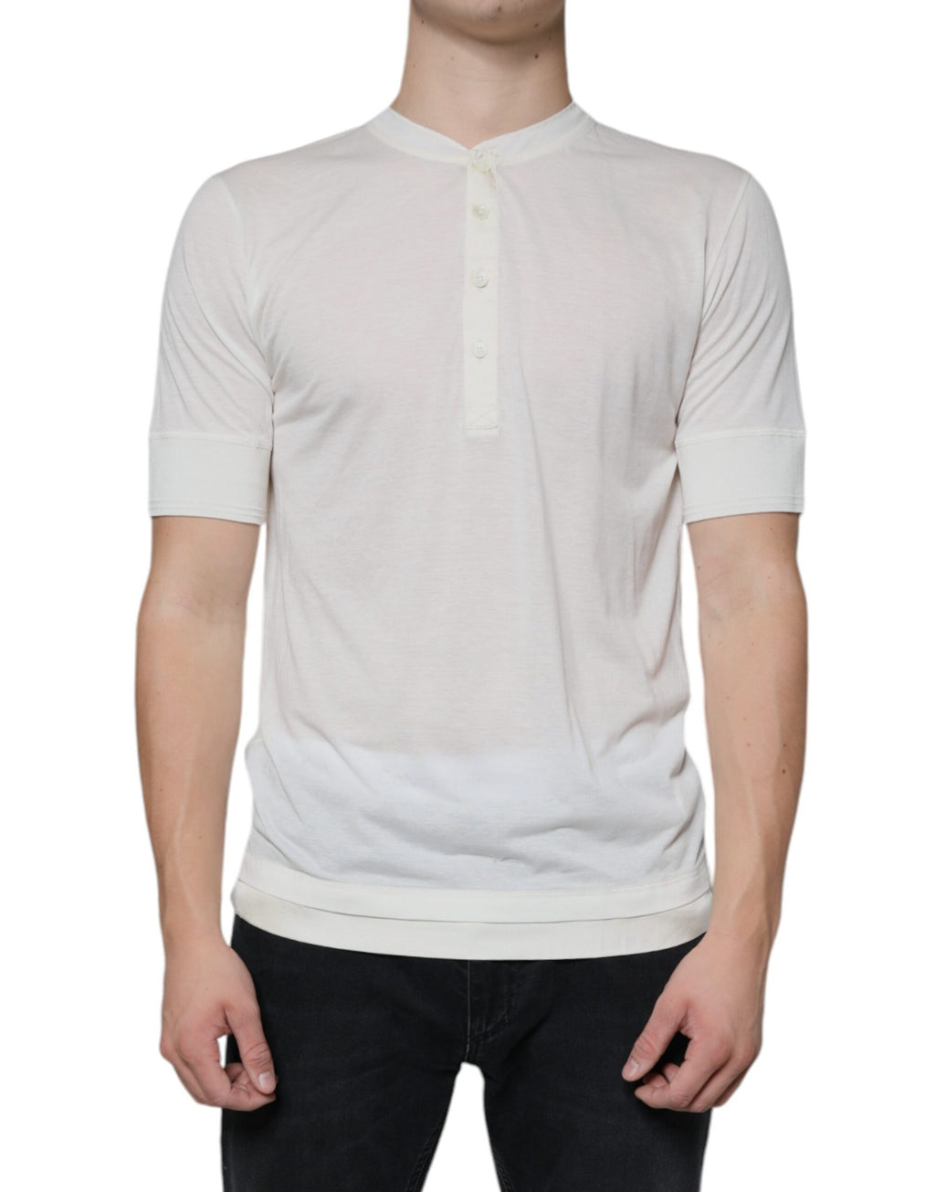 Dolce & Gabbana Off-White Short Sleeve Cotton T-Shirt