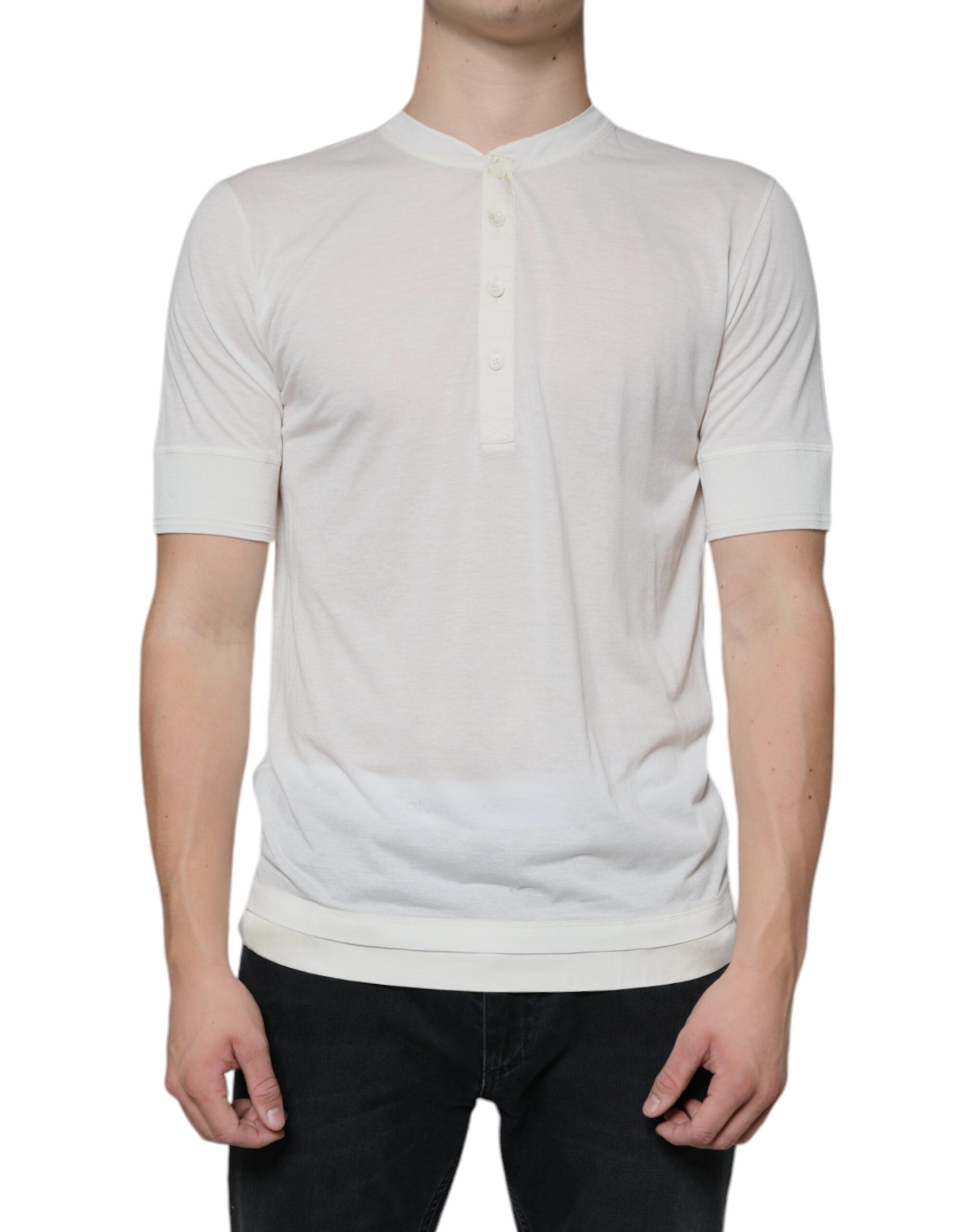 Dolce & Gabbana Off-White Short Sleeve Cotton T-Shirt