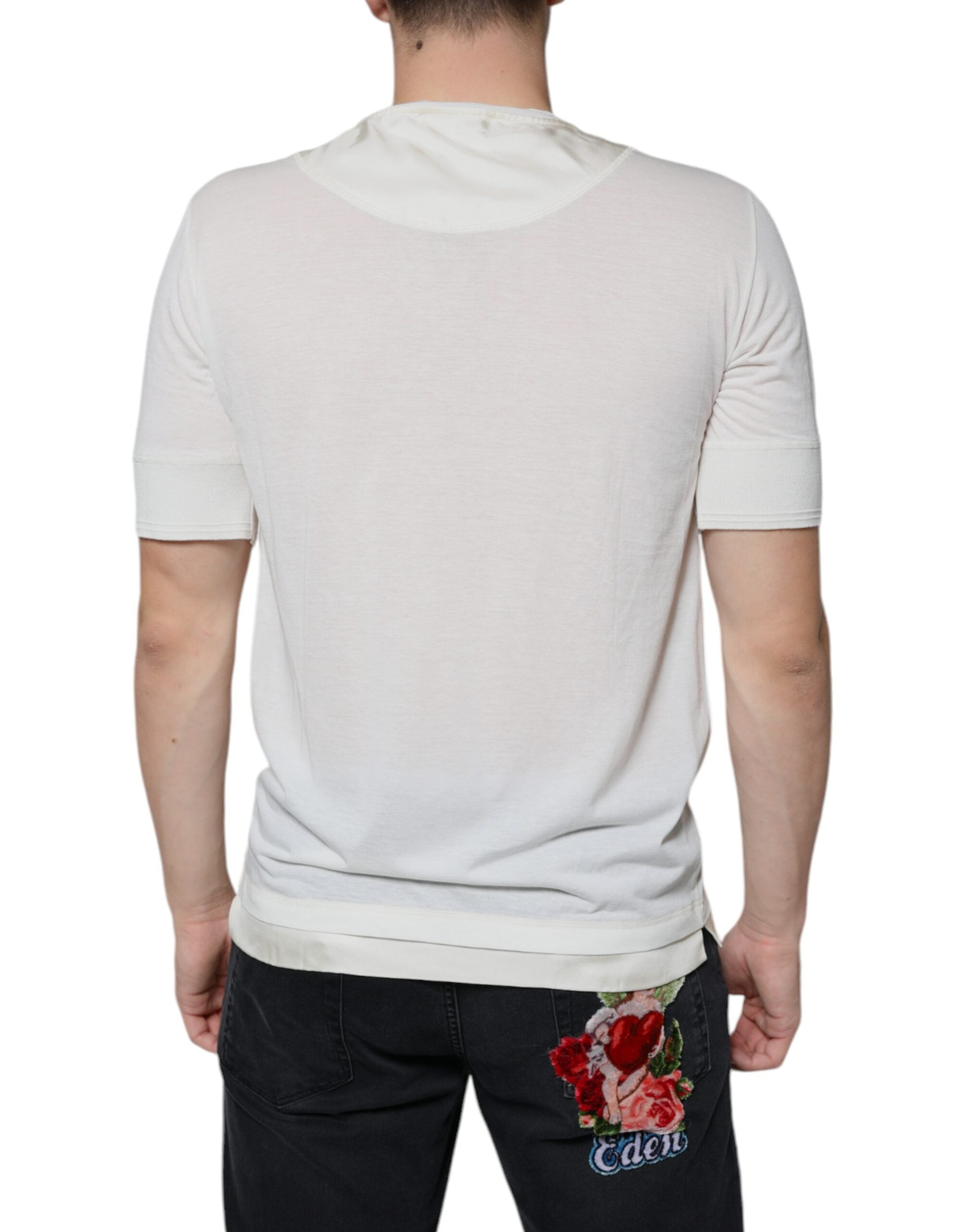 Dolce & Gabbana Off-White Short Sleeve Cotton T-Shirt