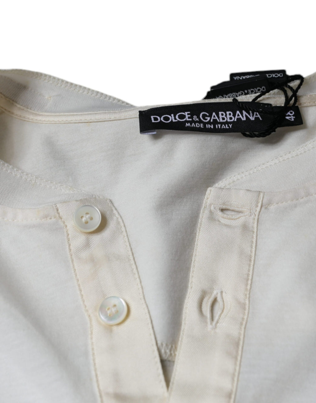 Dolce & Gabbana Off-White Short Sleeve Cotton T-Shirt