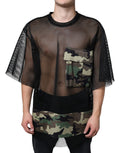 Dolce & Gabbana Black Mesh Camouflage Short Sleeve T-Shirt