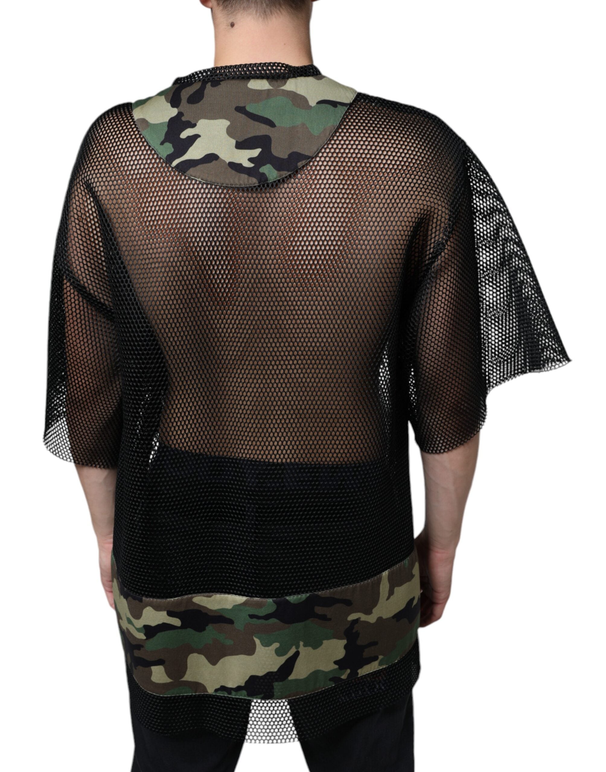 Dolce & Gabbana Black Mesh Camouflage Short Sleeve T-Shirt