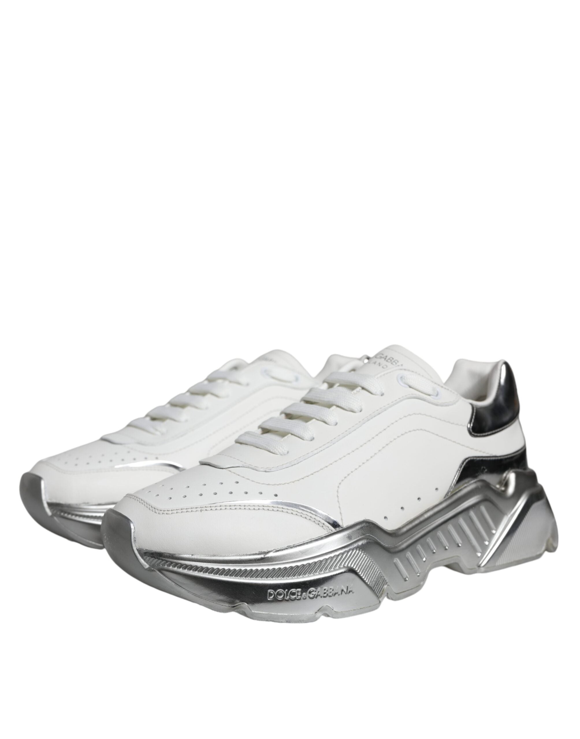 Dolce & Gabbana Weiße Daymaster Low-Top Sneaker Schuhe in Silber