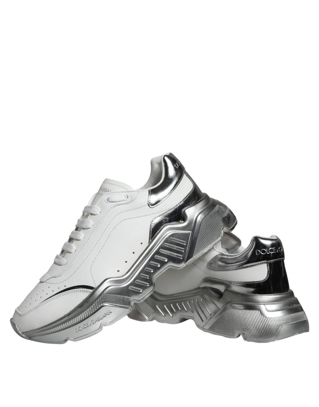 Dolce & Gabbana Weiße Daymaster Low-Top Sneaker Schuhe in Silber