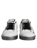 Dolce & Gabbana Weiß Silber Kristall Logo Portofino Turnschuhe Schuhe