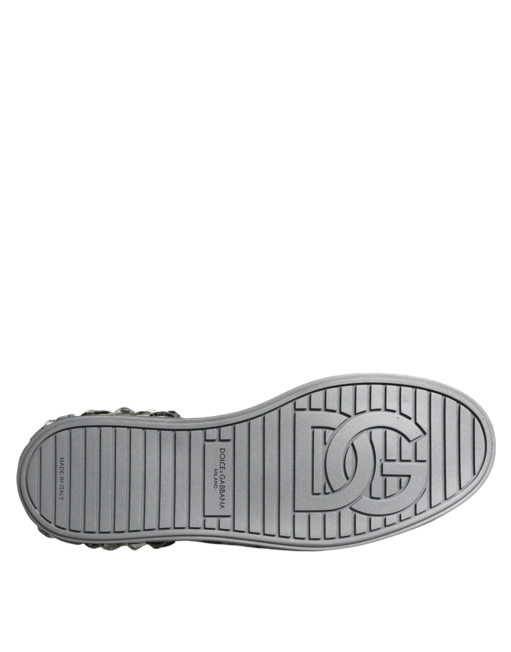 Dolce & Gabbana Weiß Silber Kristall Logo Portofino Turnschuhe Schuhe