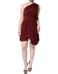 Dolce & Gabbana Red One-Shoulder Pleated A-Line Mini Dress