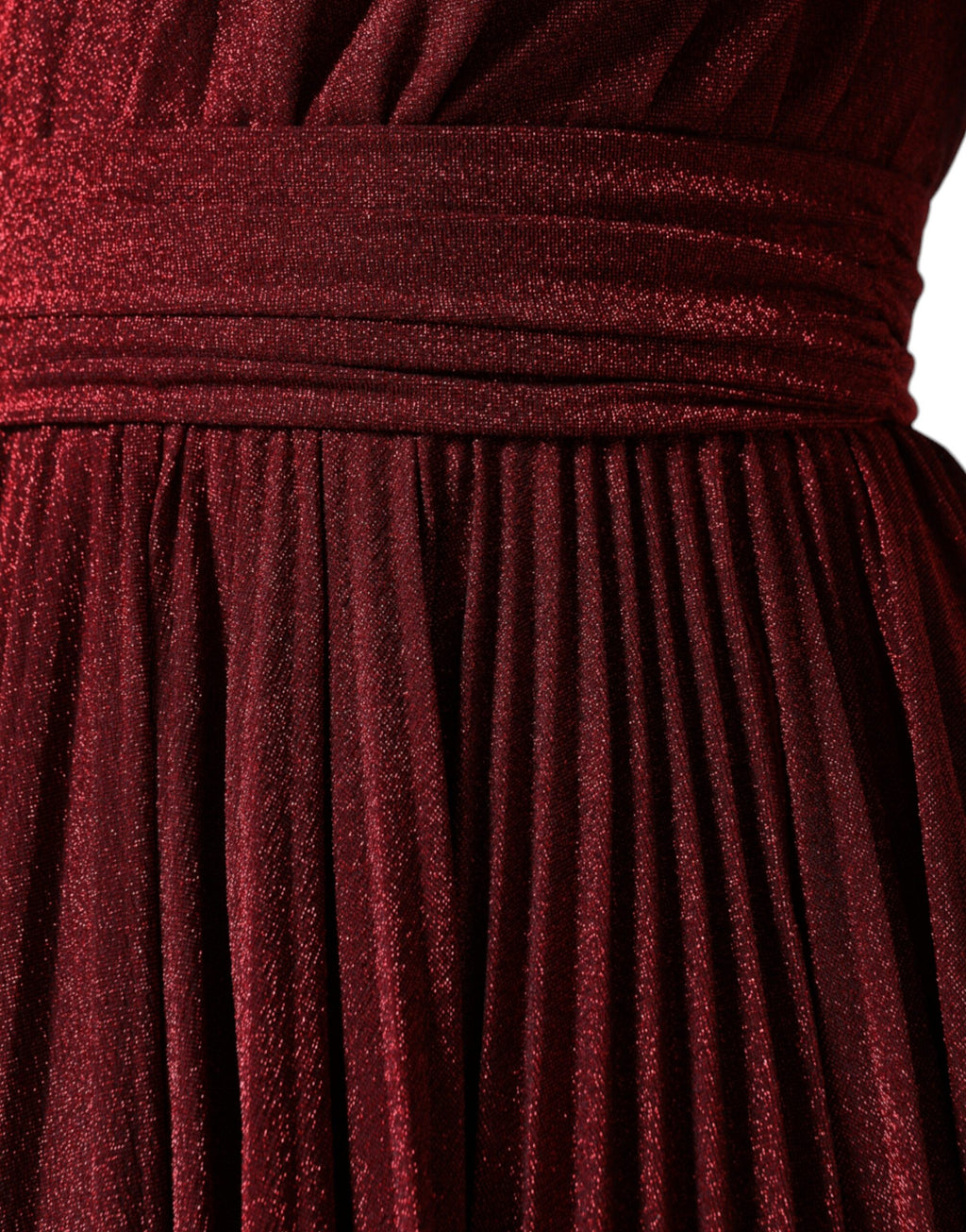 Dolce & Gabbana Red One-Shoulder Pleated A-Line Mini Dress