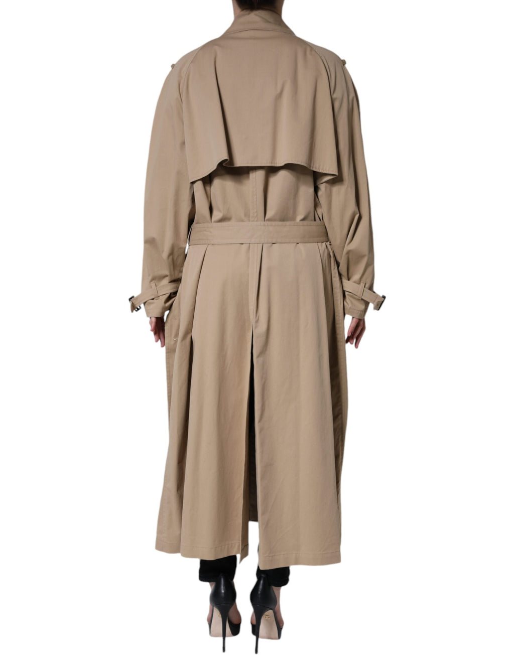 Dolce & Gabbana Khaki Double-Breasted Trench Coat Jacket