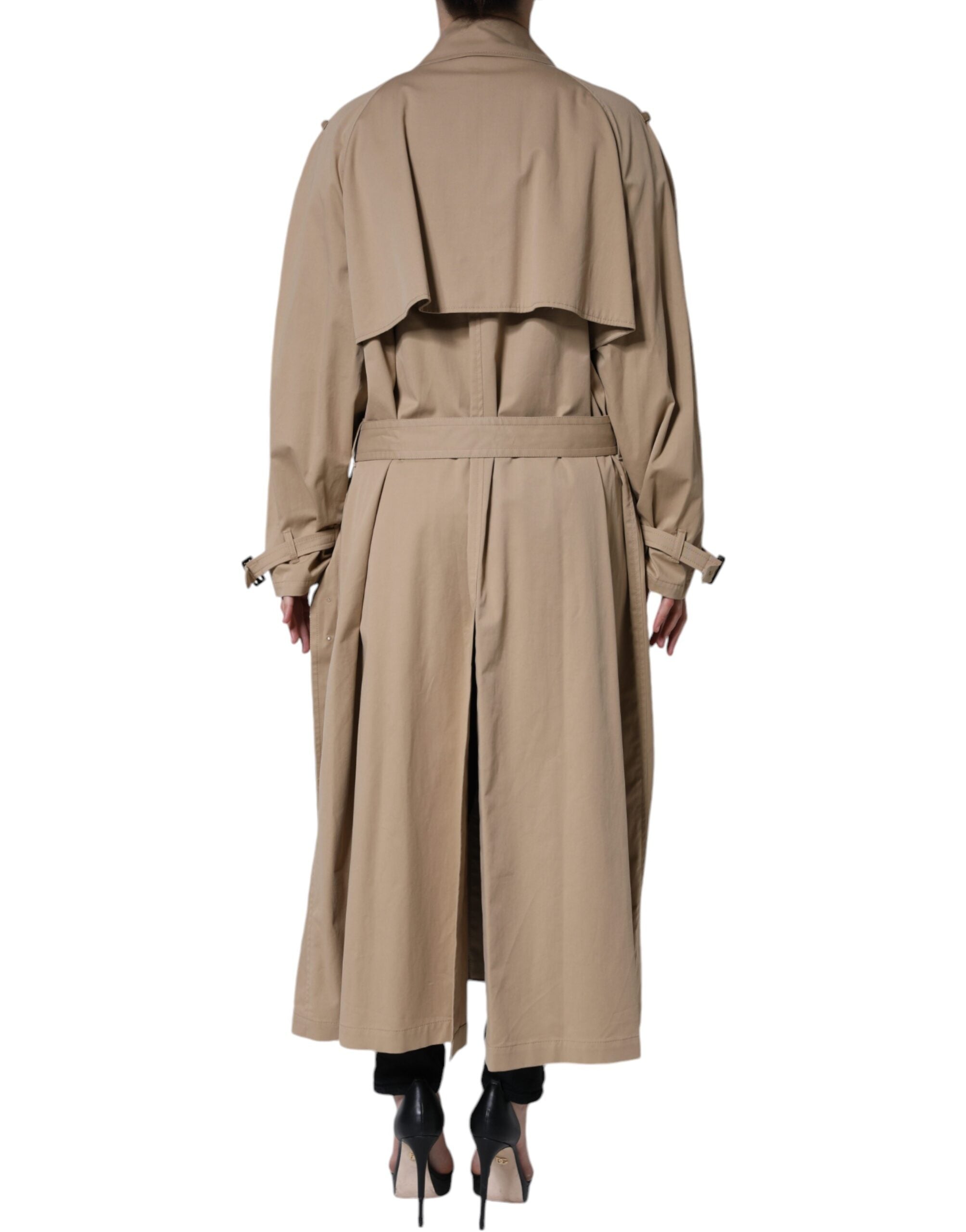 Dolce & Gabbana Khaki Double-Breasted Trench Coat Jacket