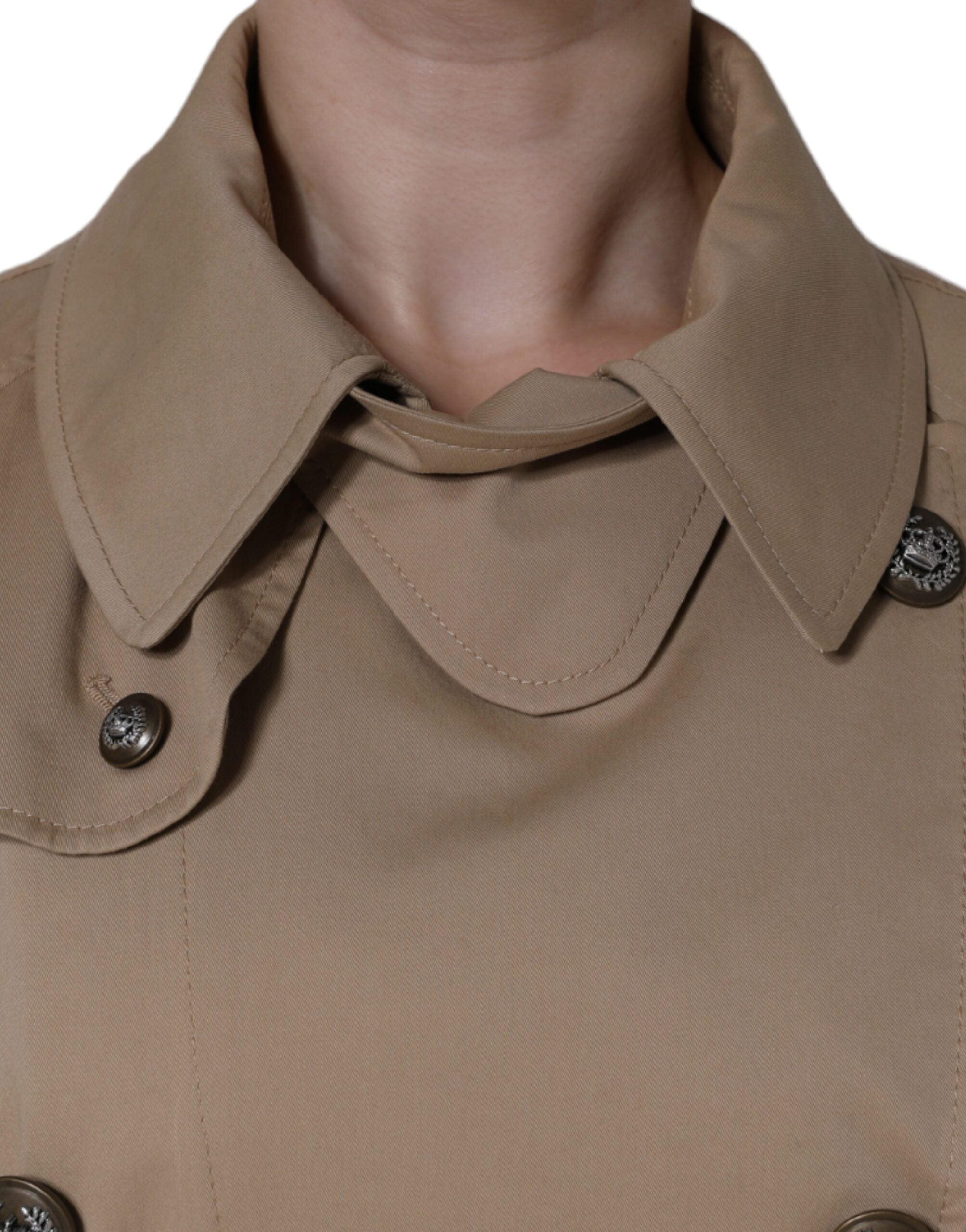 Dolce & Gabbana Khaki Double-Breasted Trench Coat Jacket