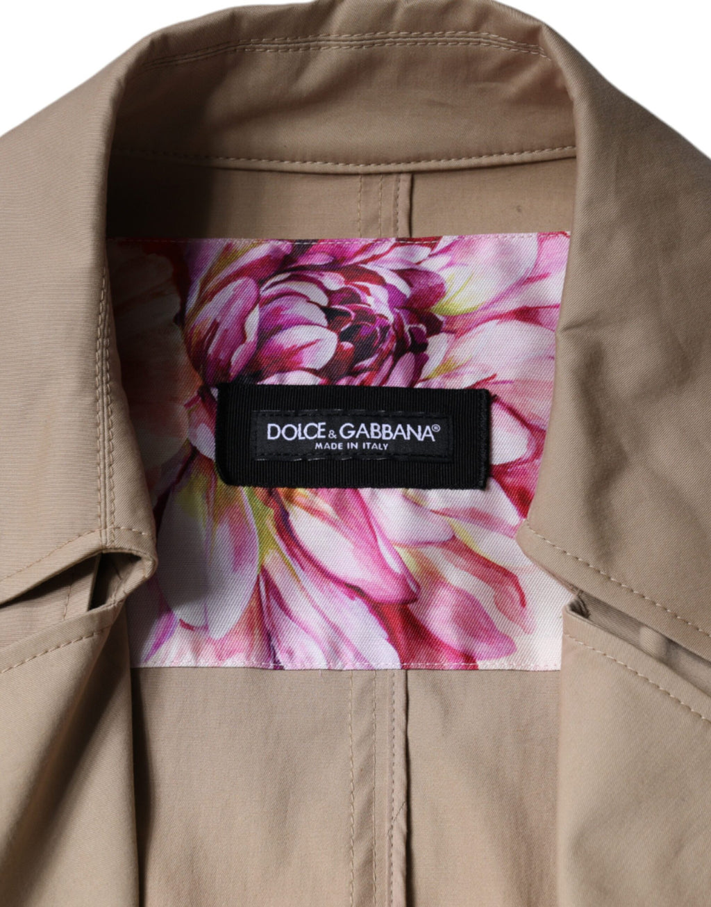 Dolce & Gabbana Khaki Double-Breasted Trench Coat Jacket