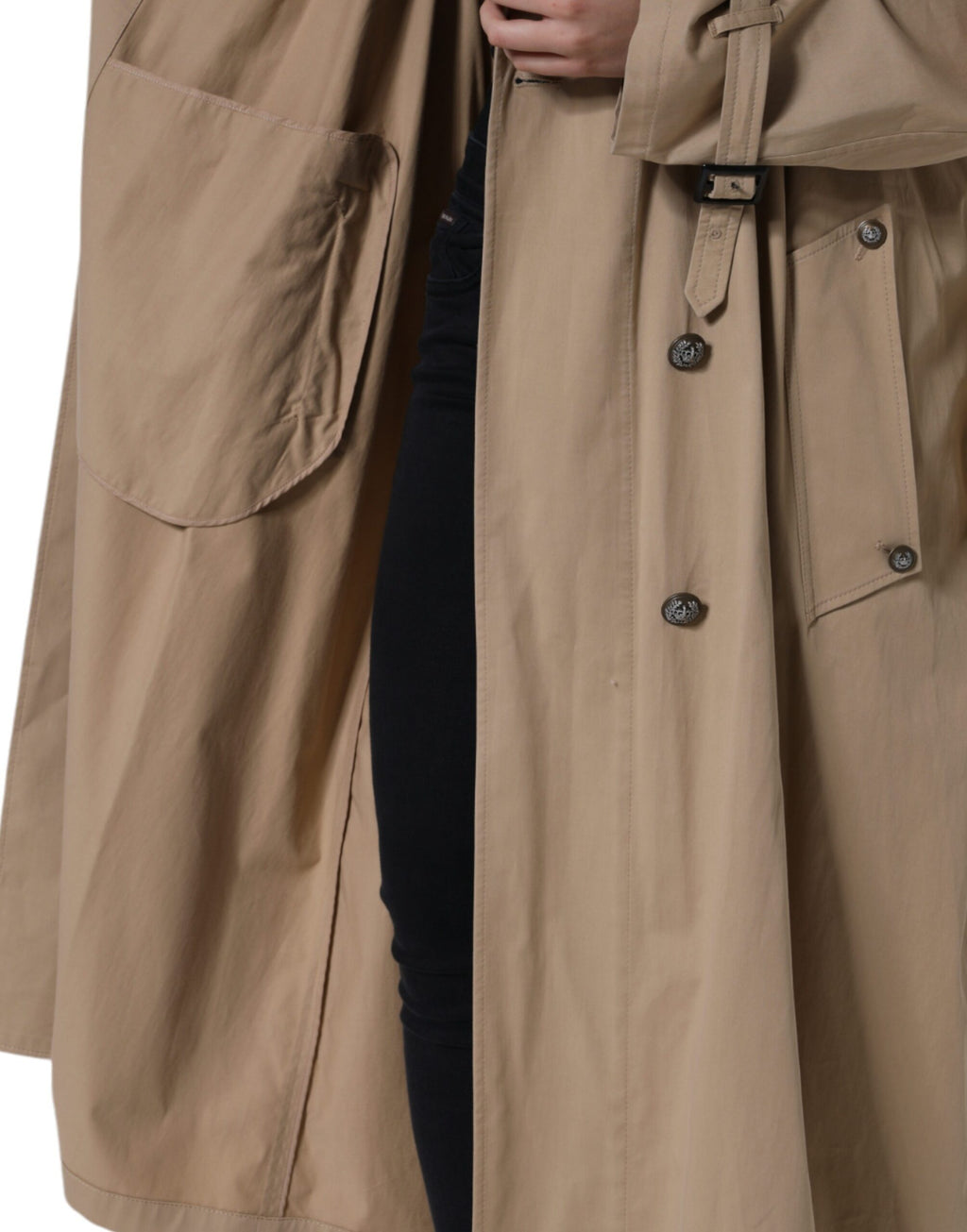 Dolce & Gabbana Khaki Double-Breasted Trench Coat Jacket