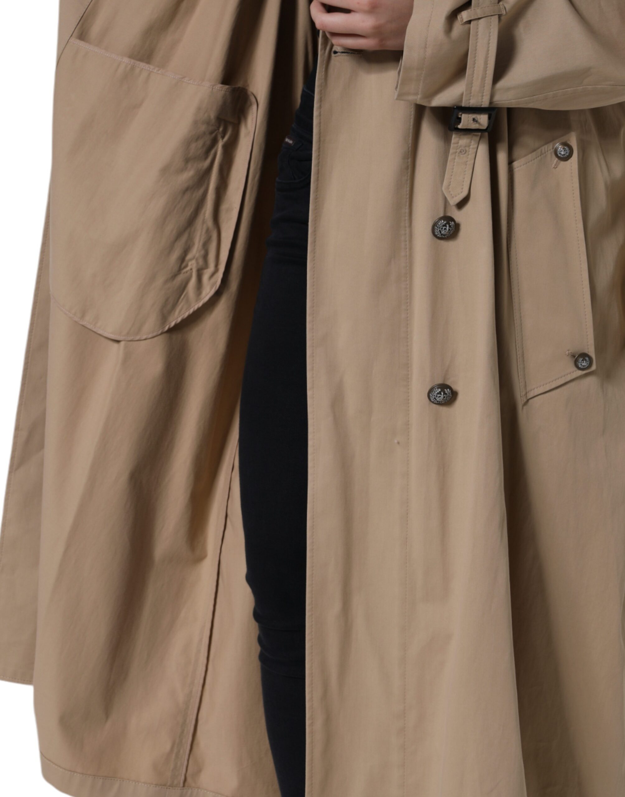 Dolce & Gabbana Khaki Double-Breasted Trench Coat Jacket